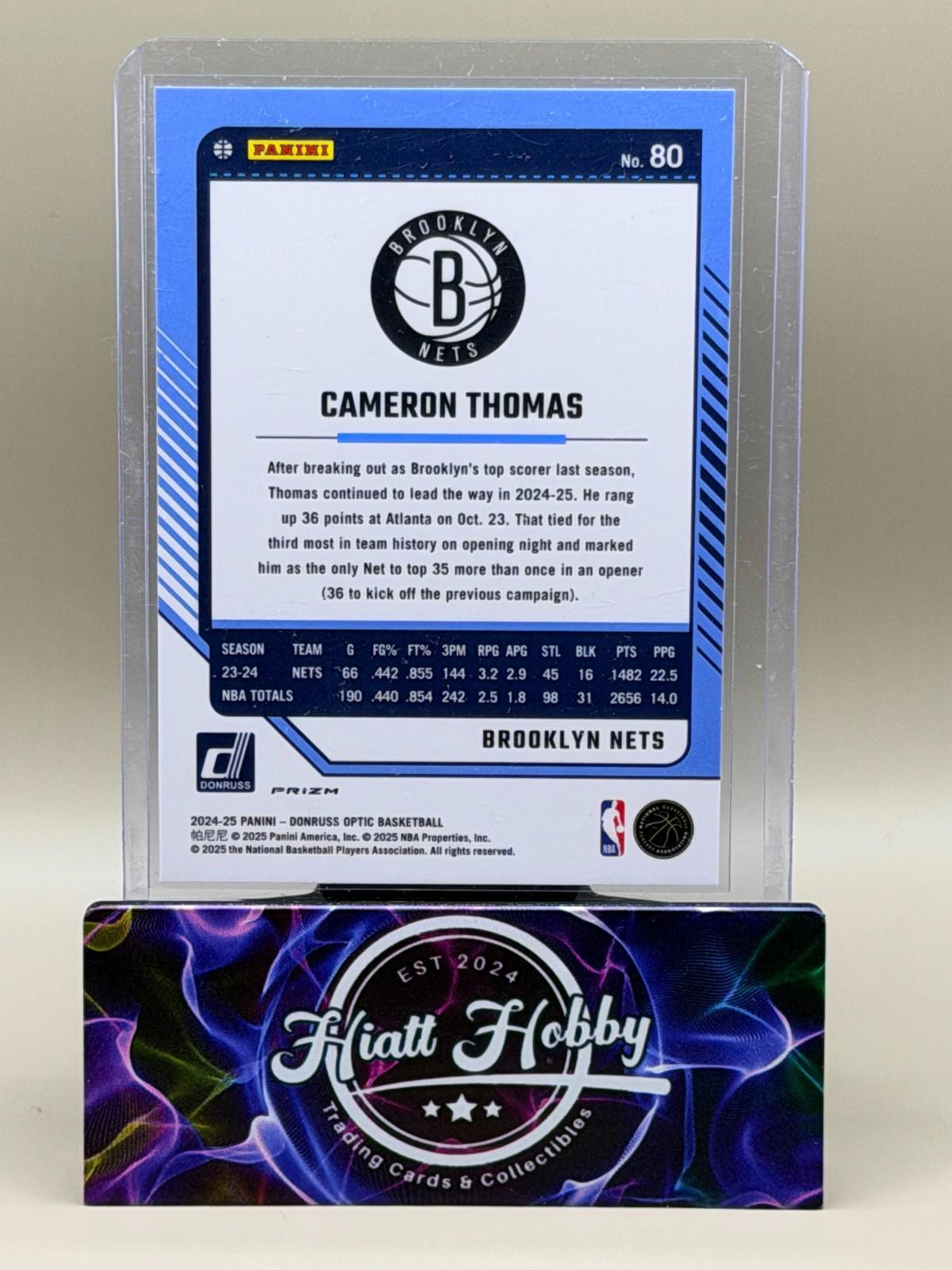 2024-25 Panini Donruss Optic - Cameron Thomas #80 - Purple Shock Prizm