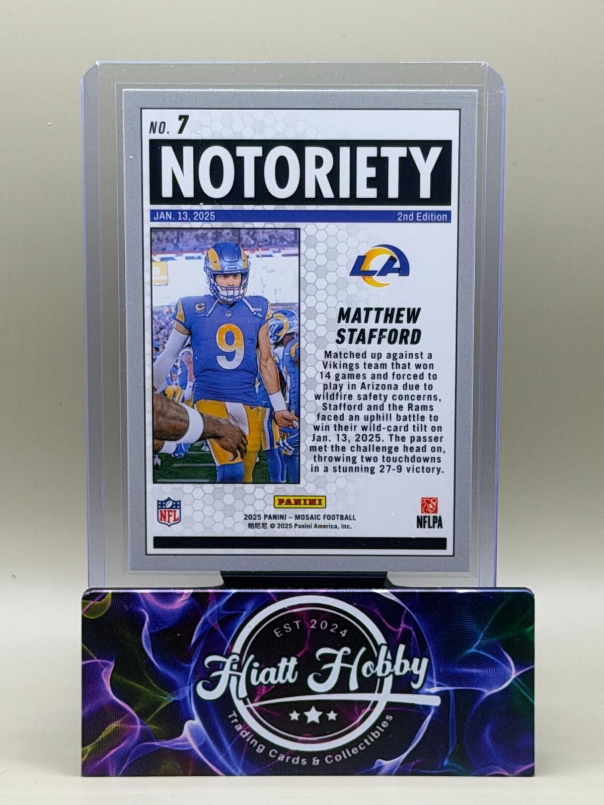 2025 Panini Mosaic Football - #7 Matthew Stafford - Notoriety
