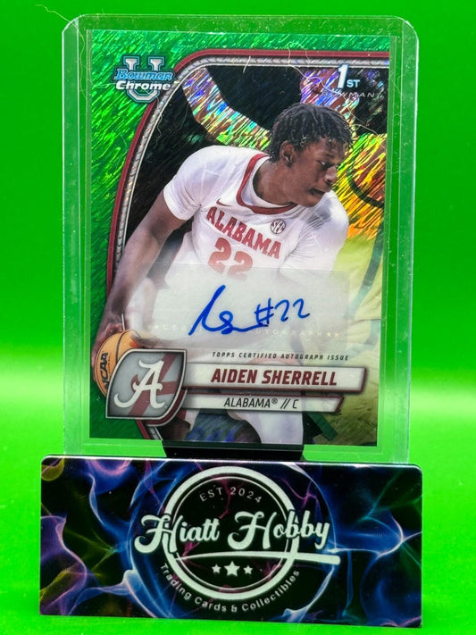 2024-25 Bowman University Chrome Basketball - Aiden Sherrell #3 - Green Shimmer