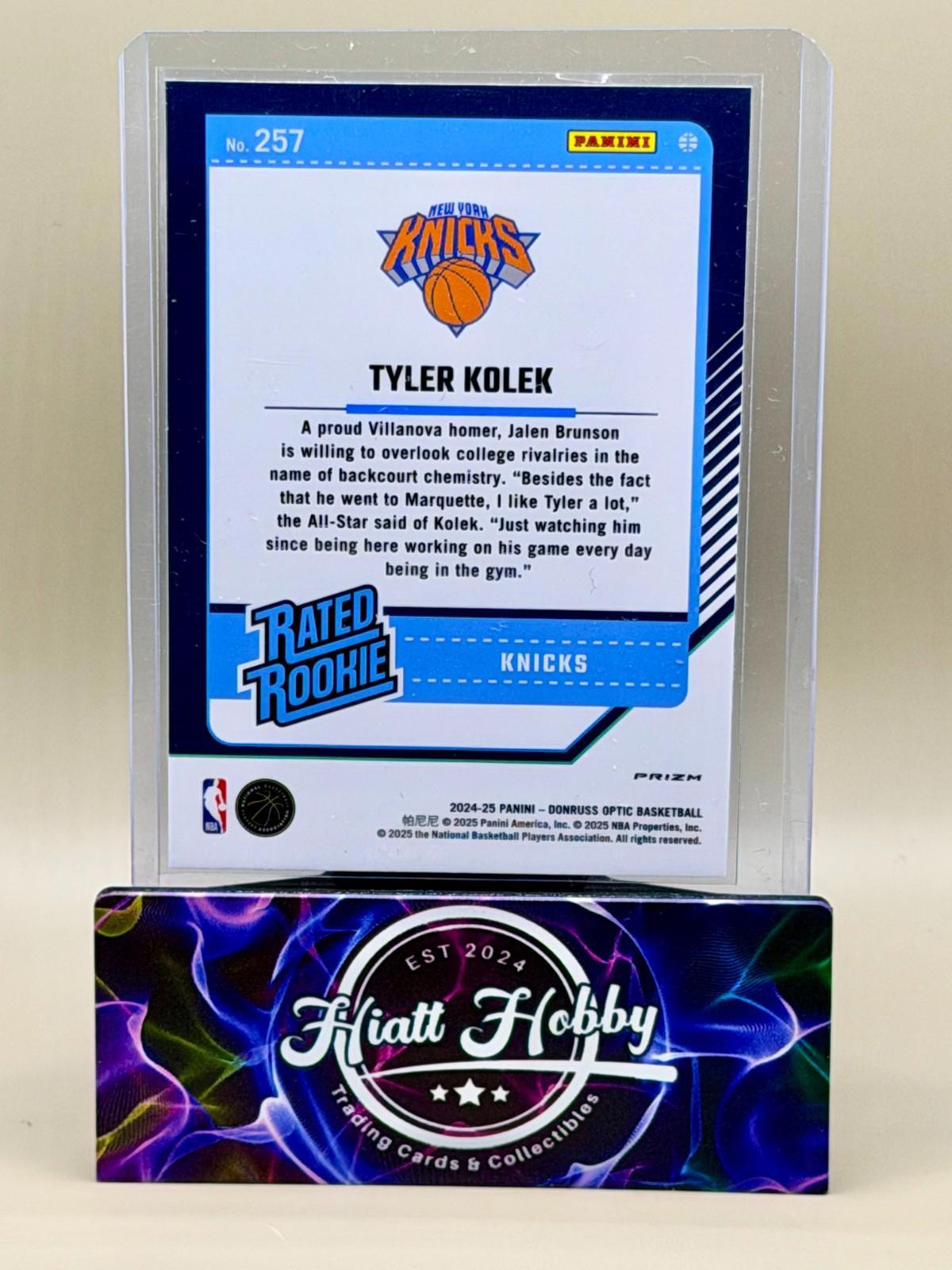 2024-25 Panini Donruss Optic - Tyler Kolek #257 - Purple Shock Prizm (RC)
