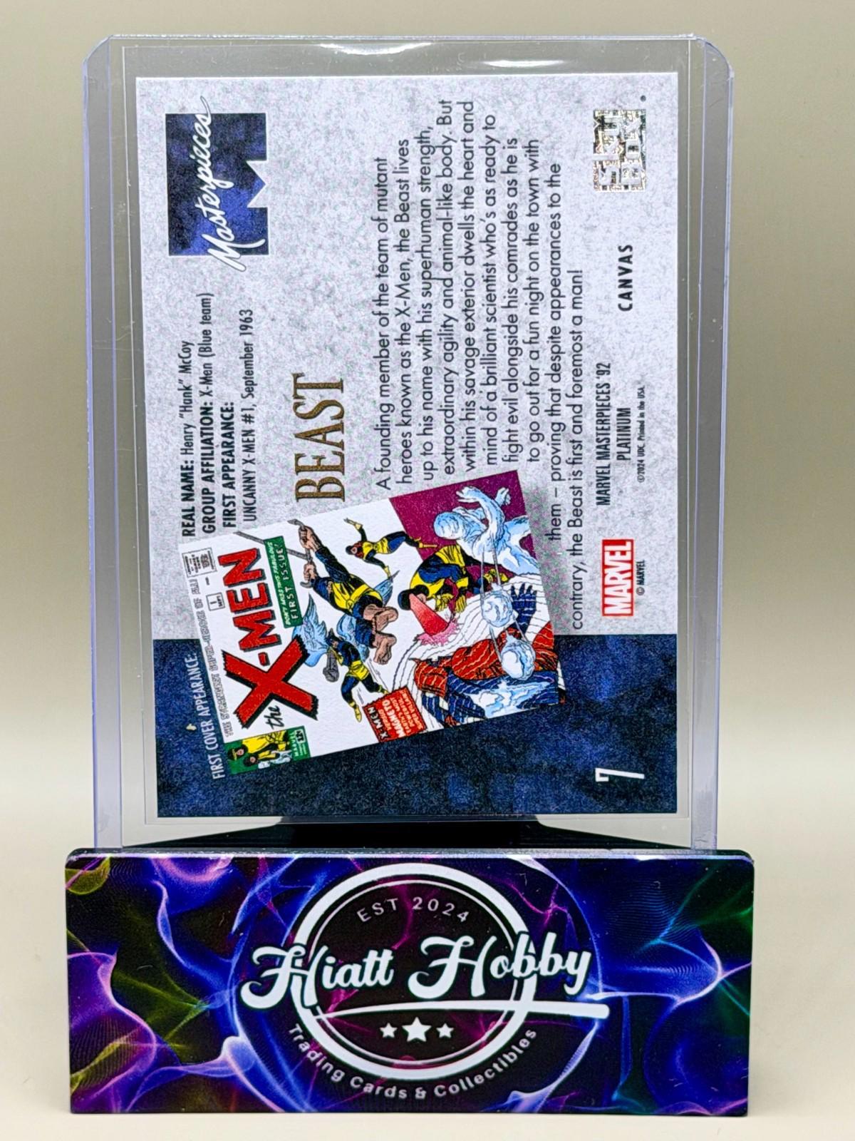 2024 Panini Skybox Marvel Masterpieces '92 Platinum - Beast #7 - Canvas