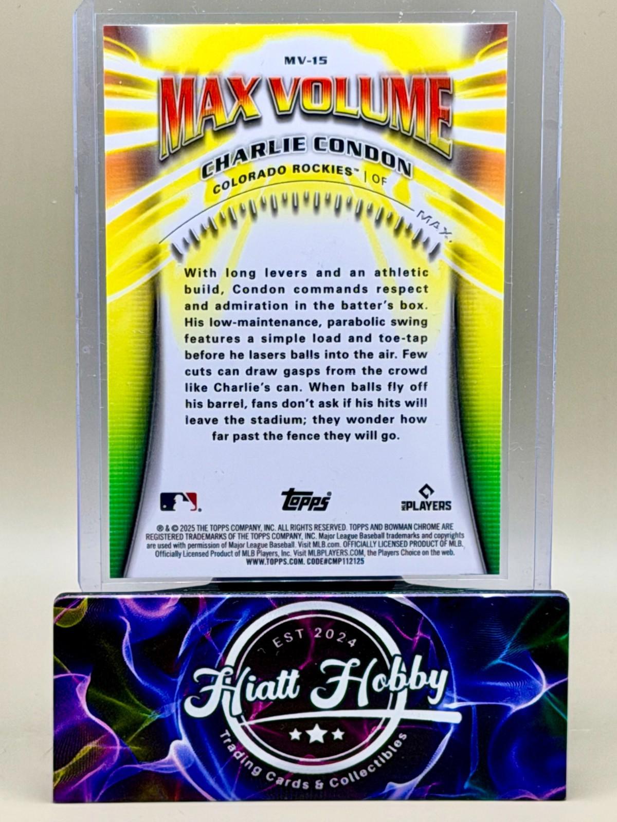 2025 Bowman Chrome - Charlie Condon #MV-15 - Max Volume (RC)
