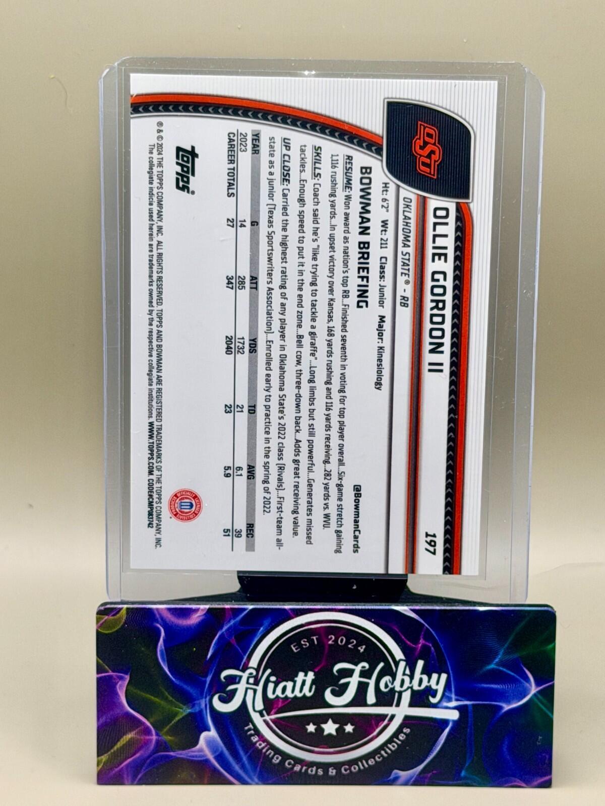 2024 Bowman University Chrome - Ollie Gordon II #197 Black & White Stealth /48