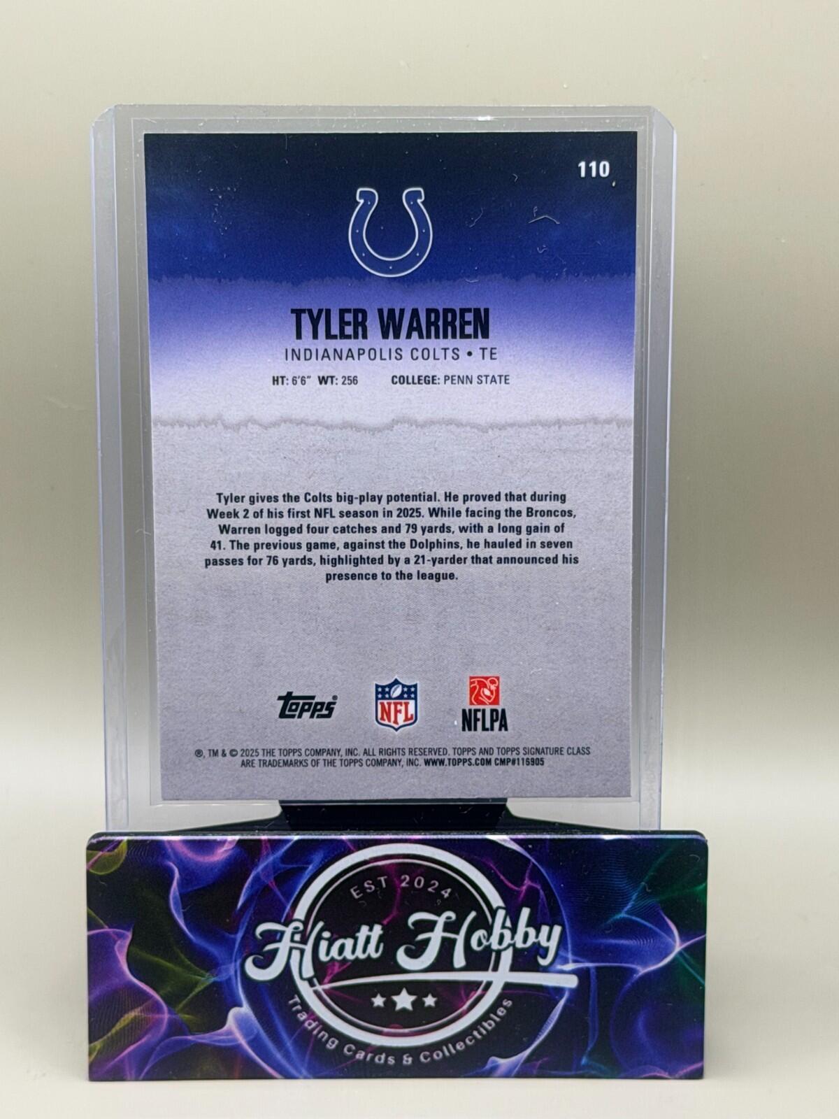 2025 Topps Signature Series Football - #110 Tyler Warren - Chrome (RC)