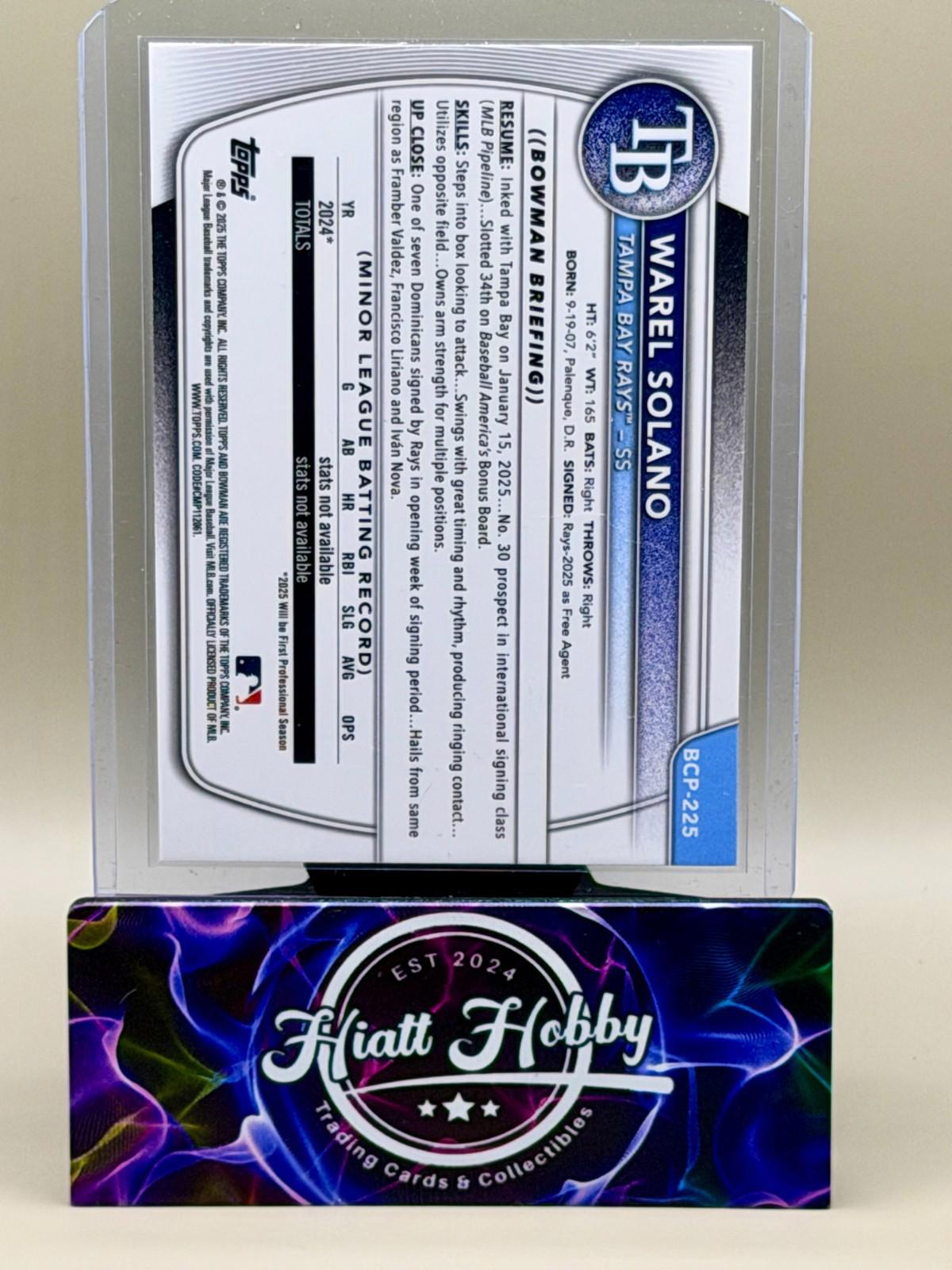 2025 Bowman Chrome - Warel Solano #BCP-225 - Laser Refractor (RC)