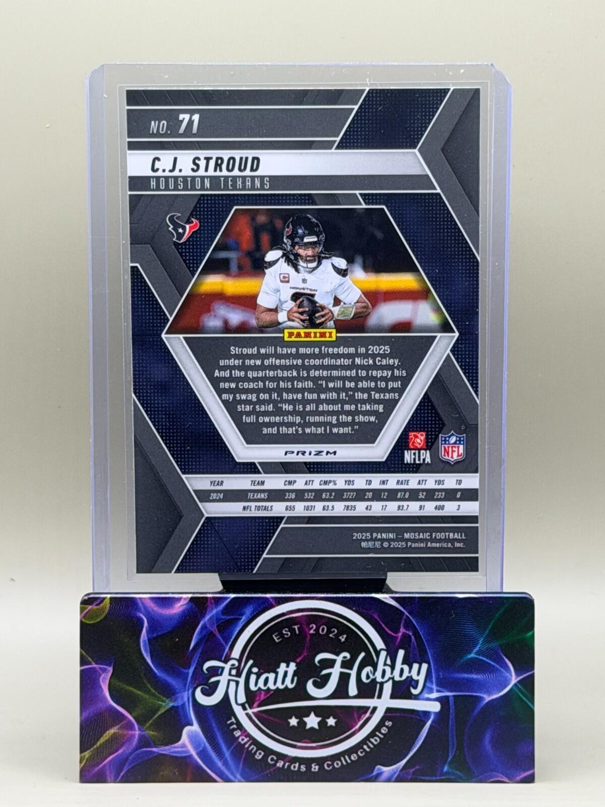 2025 Panini Mosaic Football - #71 C.J. Stroud - Reactive Yellow Mosaic