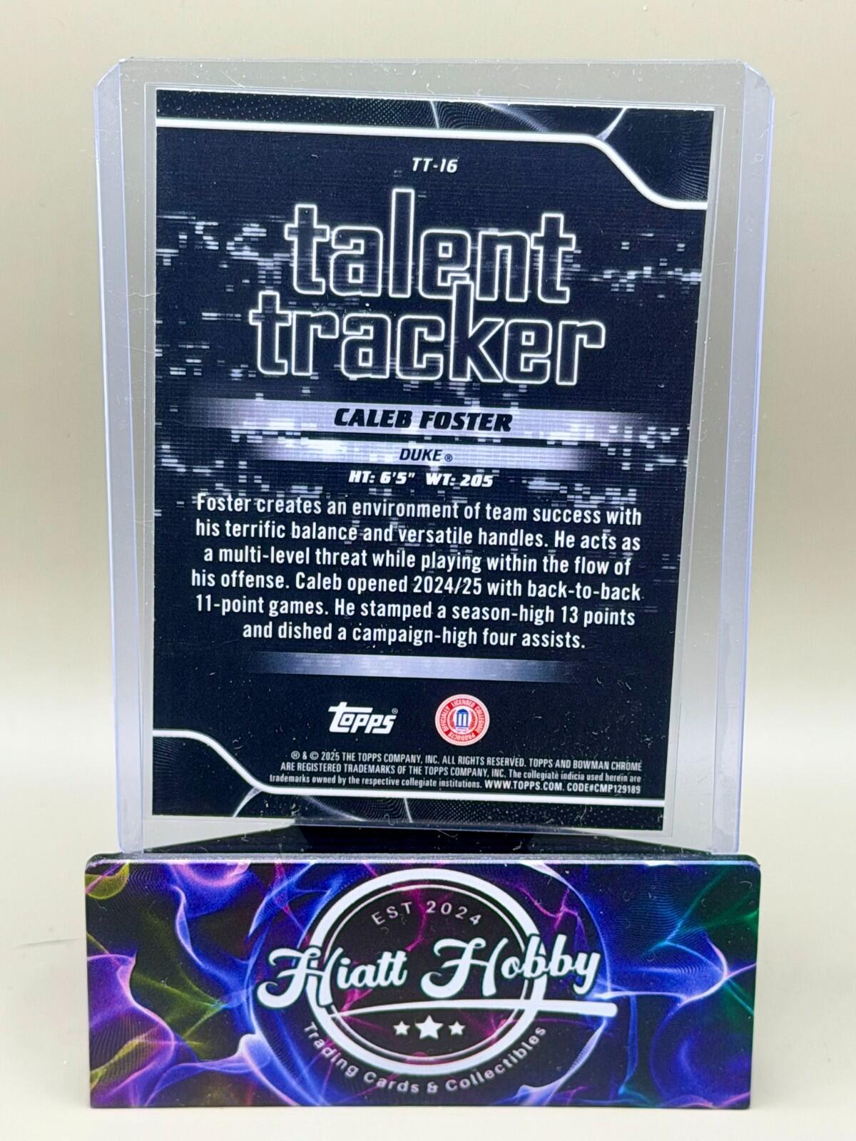 2025-26 Bowman Chrome Basketball - #TT-16 Caleb Foster - Talent Tracker