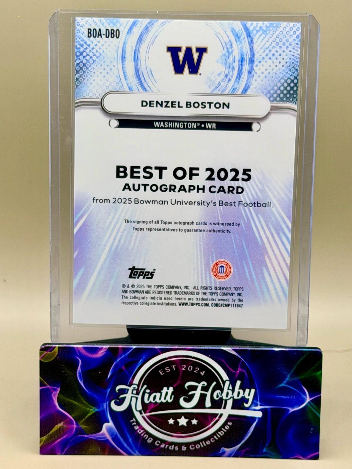2025 Bowman's Best U - #BOA-DBO Denzel Boston - Refractor Auto