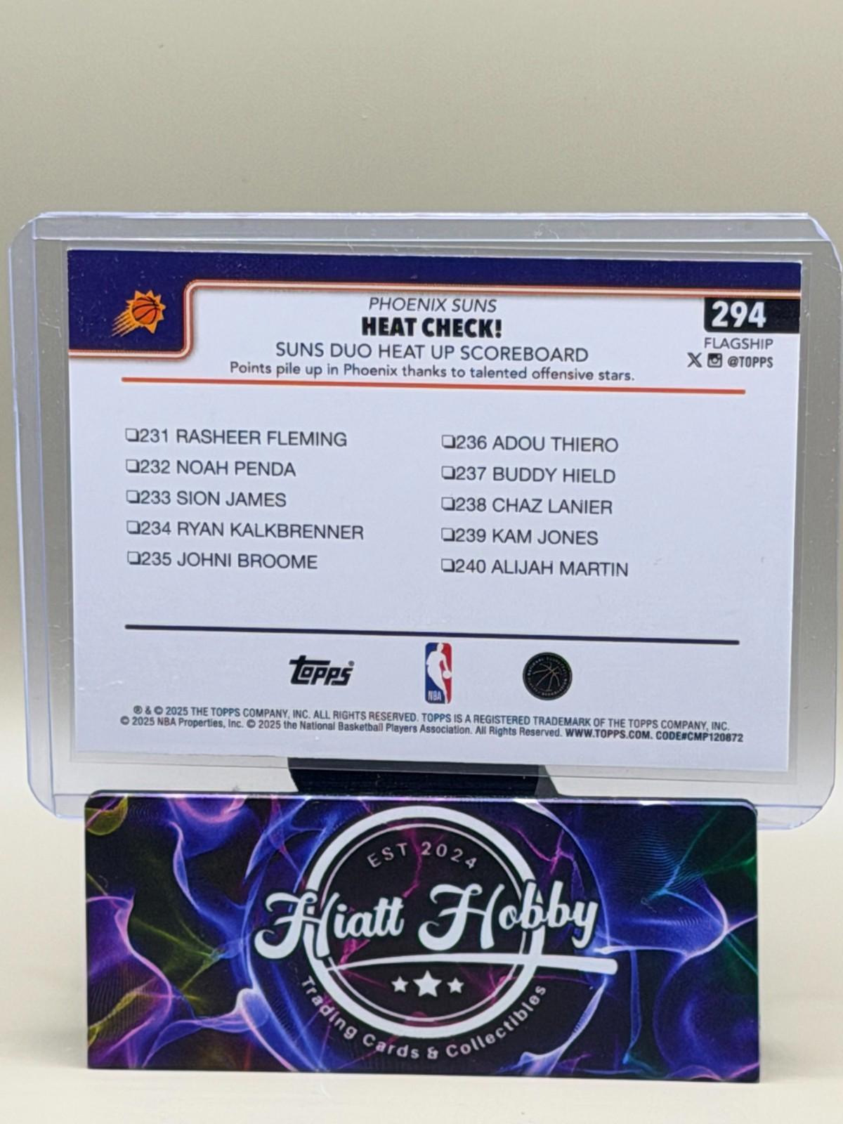 2025-26 Topps Basketball - Phoenix Suns Checklist #294 - Season Tipoff