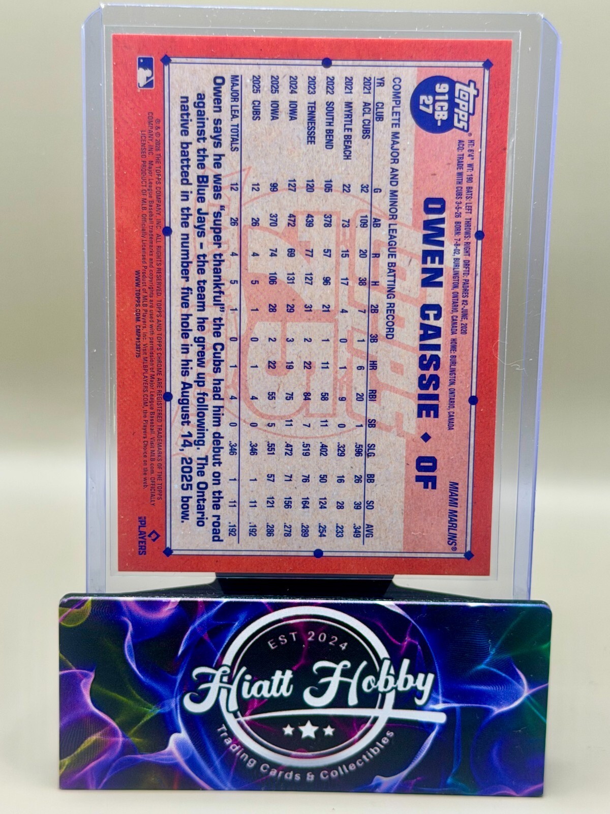 2026 Topps Chrome - #91CB-27 Owen Caissie - 35th Anniversary (RC)
