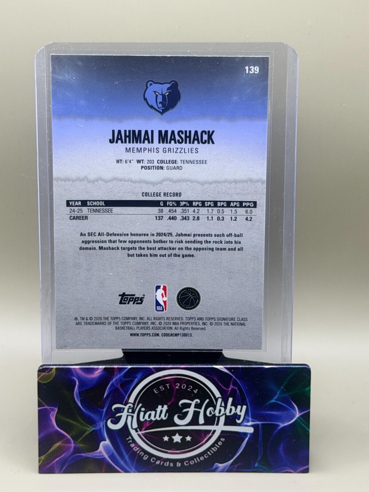 2025-26 Topps Signature Series Basketball - #139 Jahmai Mashack - Pandora (RC)