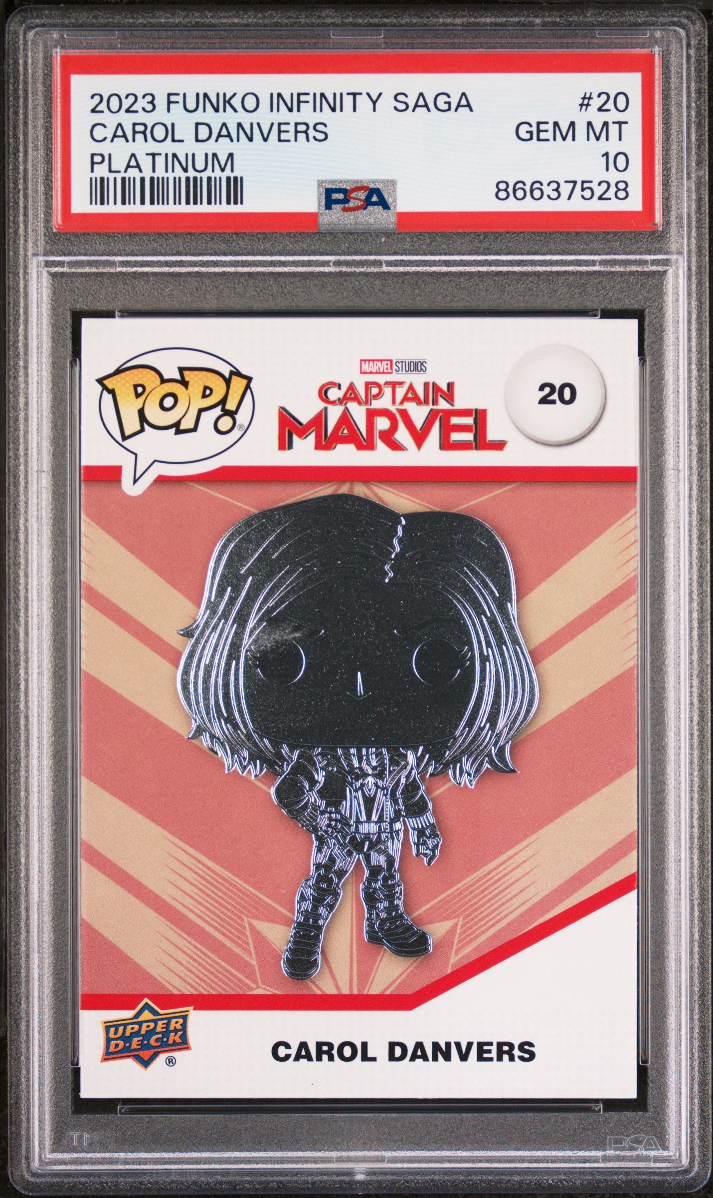 2023 UPPER DECK FUNKO POP MARVEL CAROL DANVERS PLATINUM #20 PSA 10