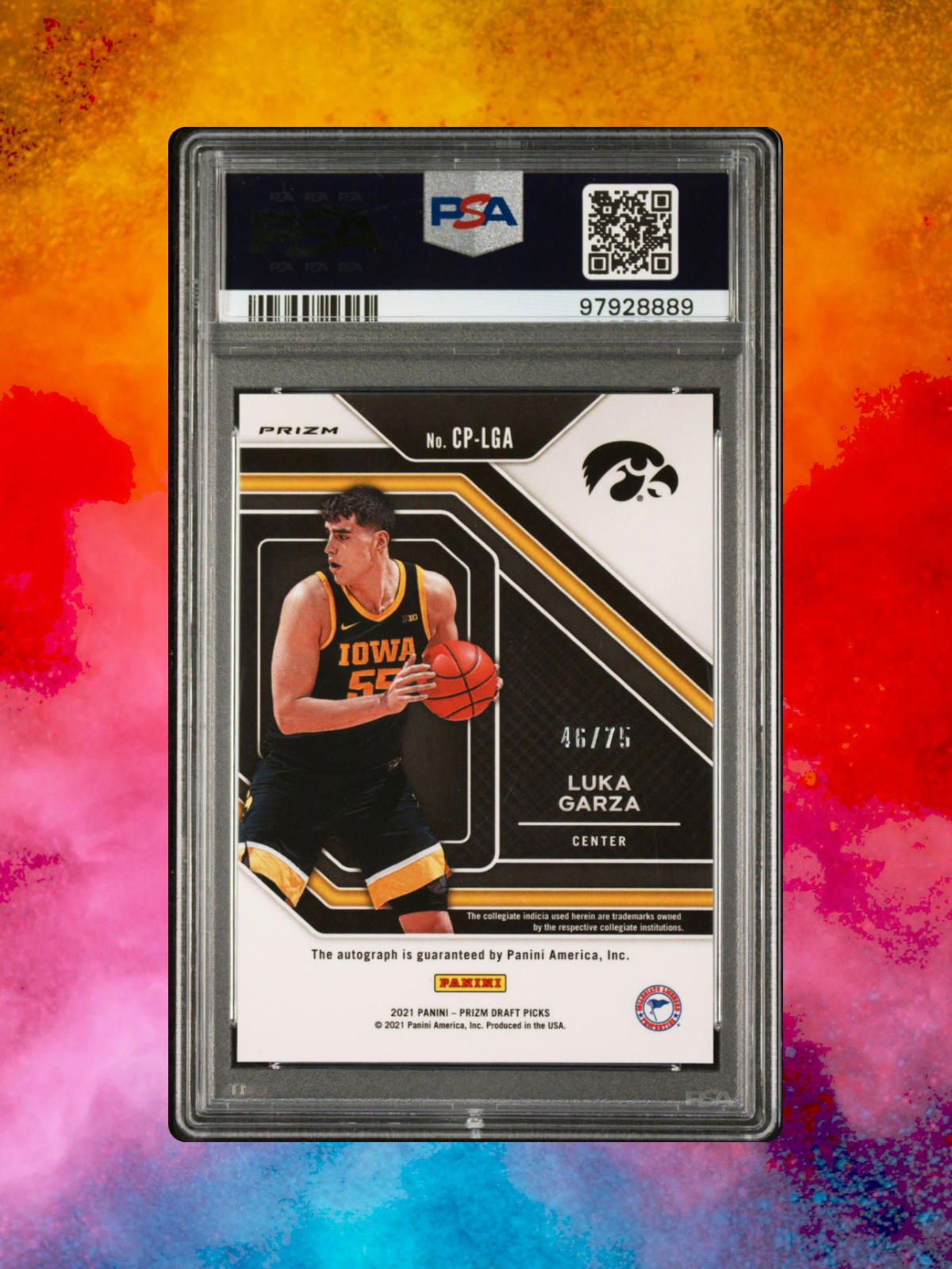 2021 Panini  Prizm Draft Picks - Luka Garza #CP-LGA Clg Pnmnship  /75 - PSA 10