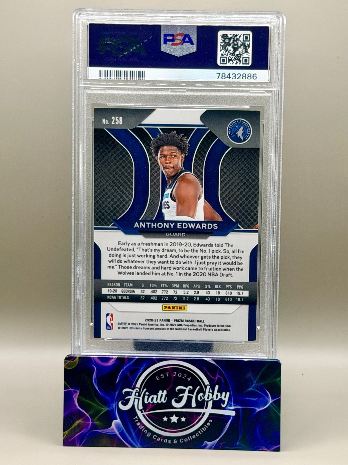 2020 Panini Prizm - #258 Anthony Edwards - PSA 8