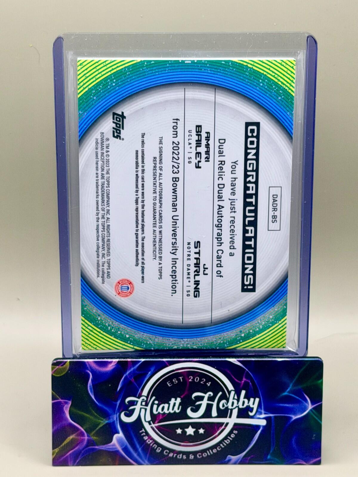 2022-23 Bowman U Inception - Amari Bailey / JJ Starling - Dual Relic Auto /25