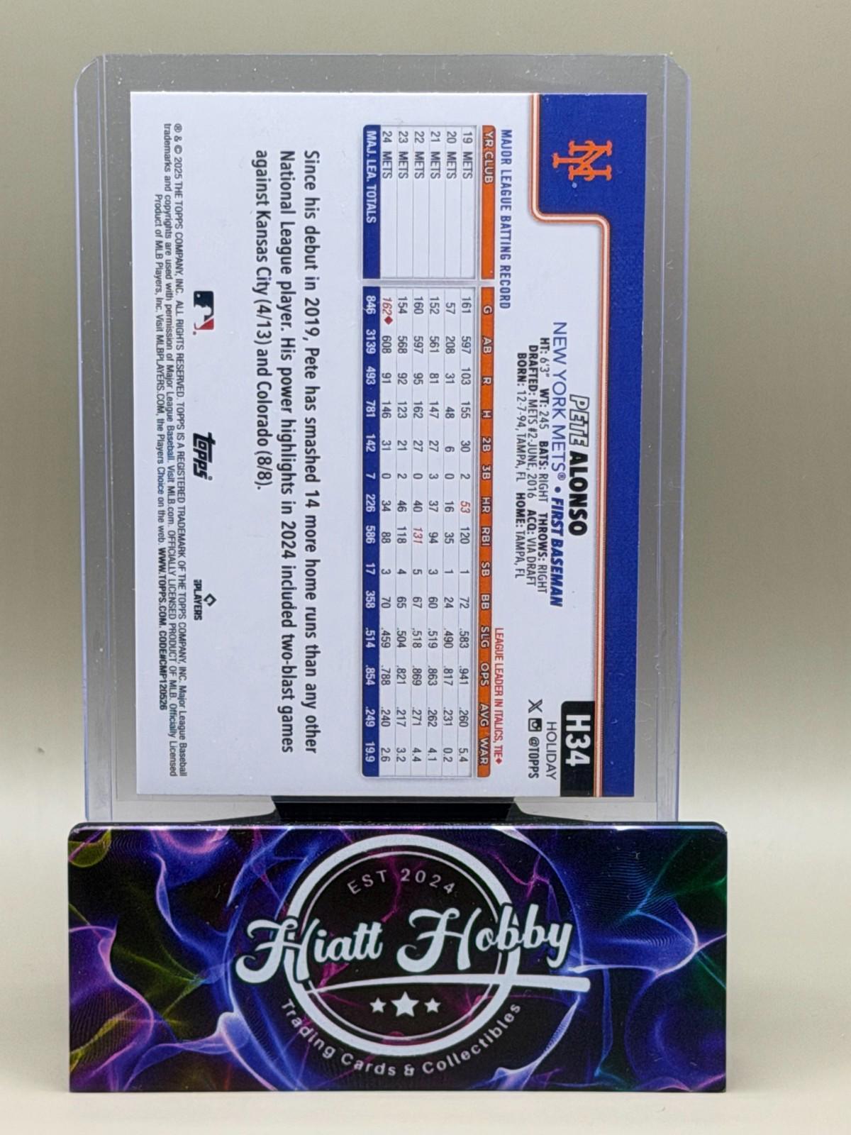 2025 Topps Holliday - Pete Alonso #H34 - Blue Metallic Glitter