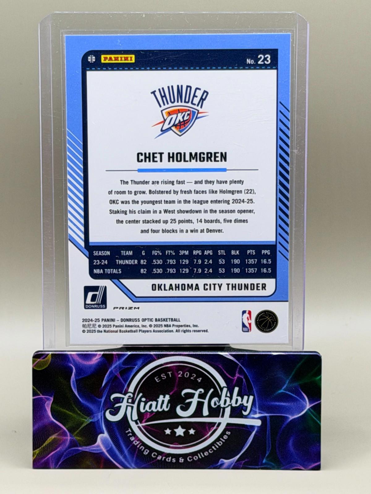 2024-25 Panini Donruss Optic - Chet Holmgren #23 - Purple Shock Prizm
