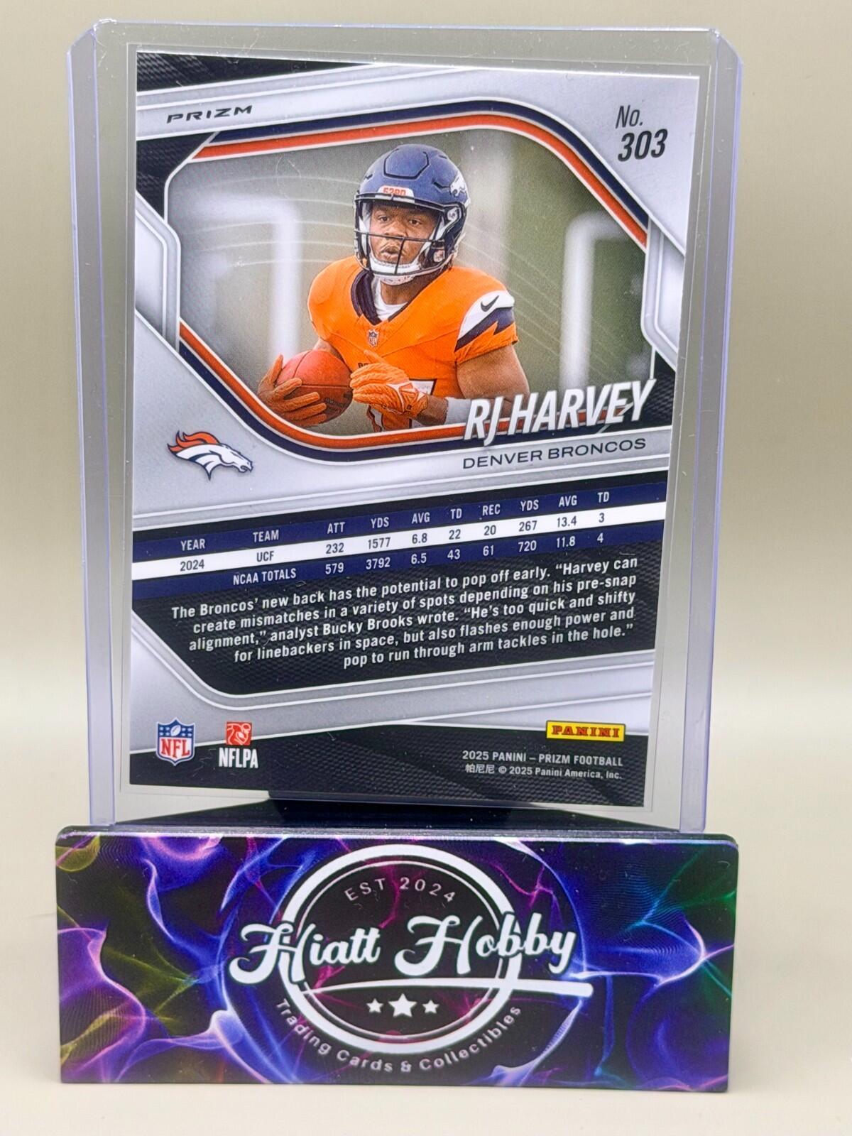 2025 Panini Prizm Football - #303 RJ Harvey - Silver Holo Prizm (RC)