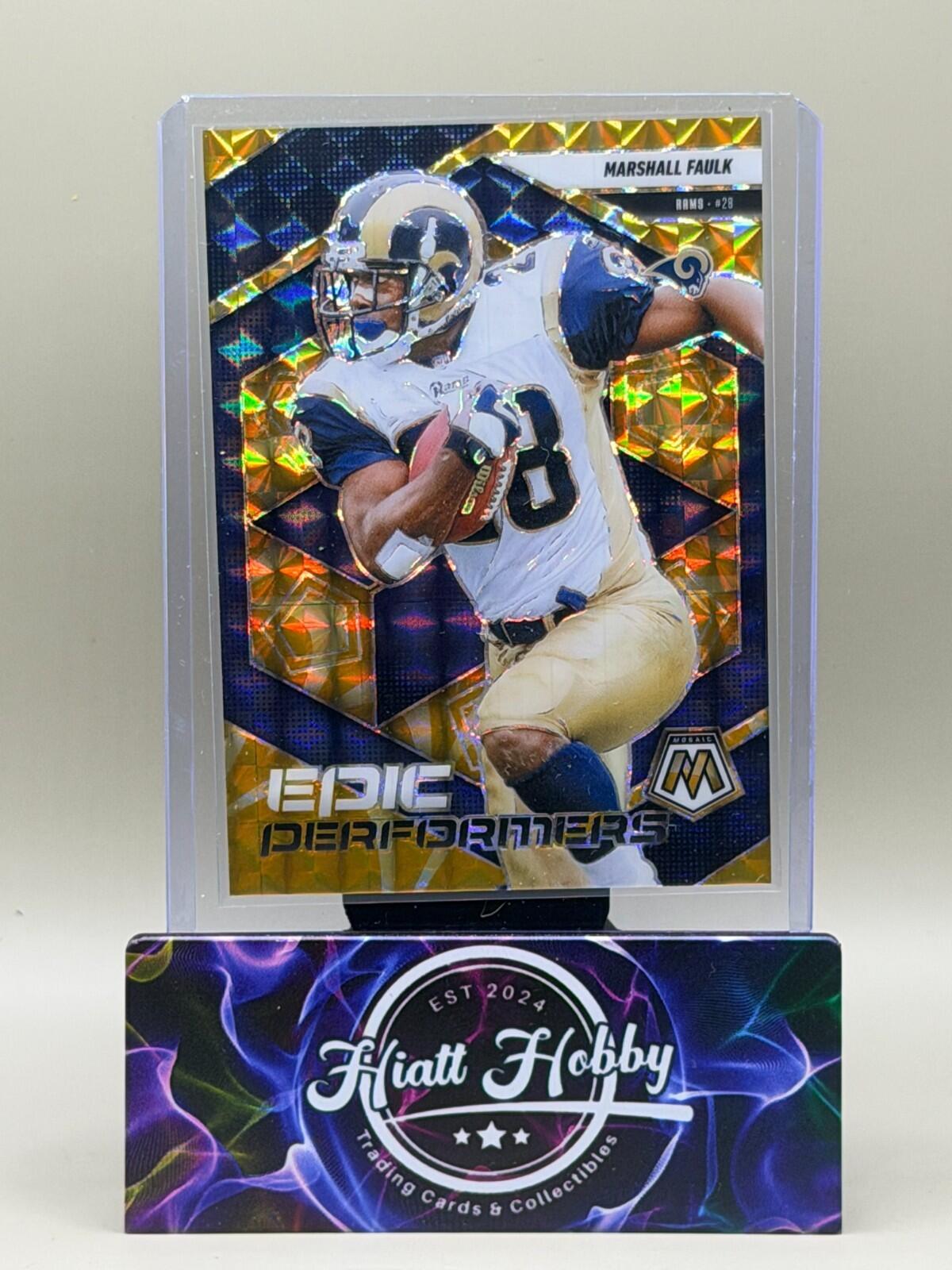 2025 Panini Mosaic - #14 Marshall Faulk - Epic Performers - Reactive Yellow /89