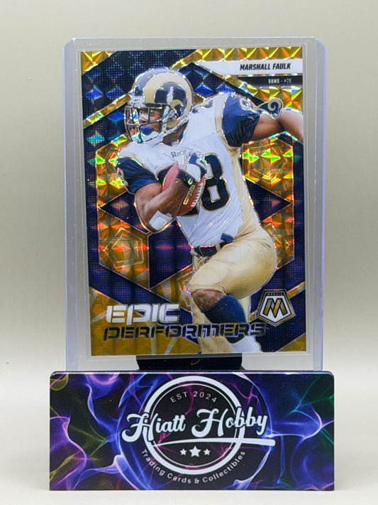 2025 Panini Mosaic - #14 Marshall Faulk - Epic Performers - Reactive Yellow /89