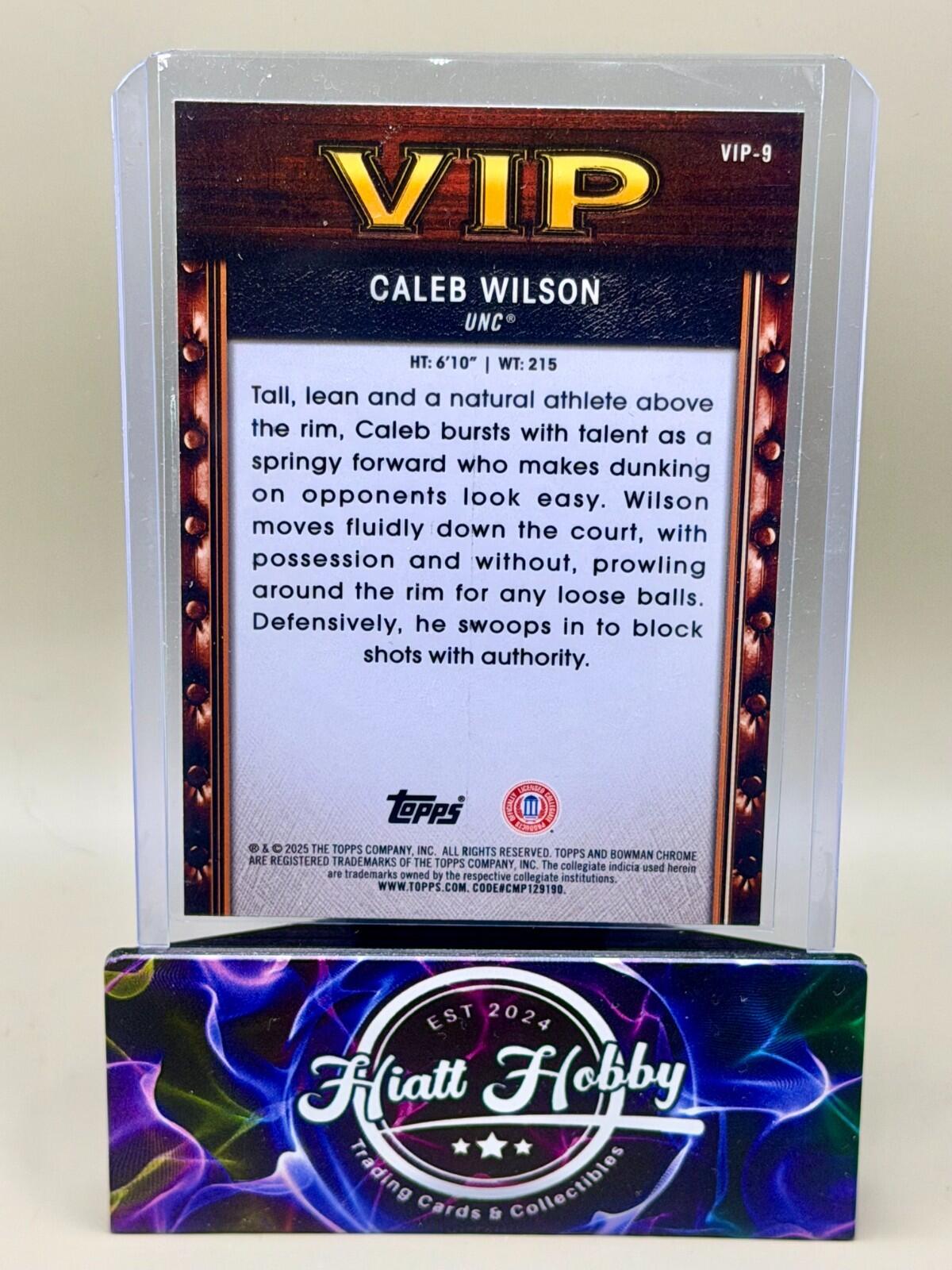 2025-26 Bowman Chrome Basketball - #VIP-9 Caleb Wilson - Very Important Prospect