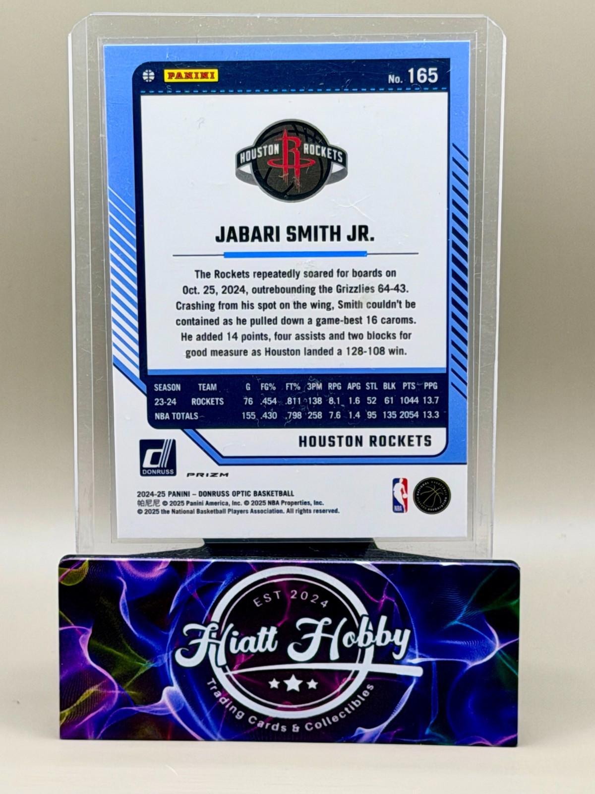 2024-25 Panini Donruss Optic - Jabari Smith Jr #165 - Purple Shock Prizm