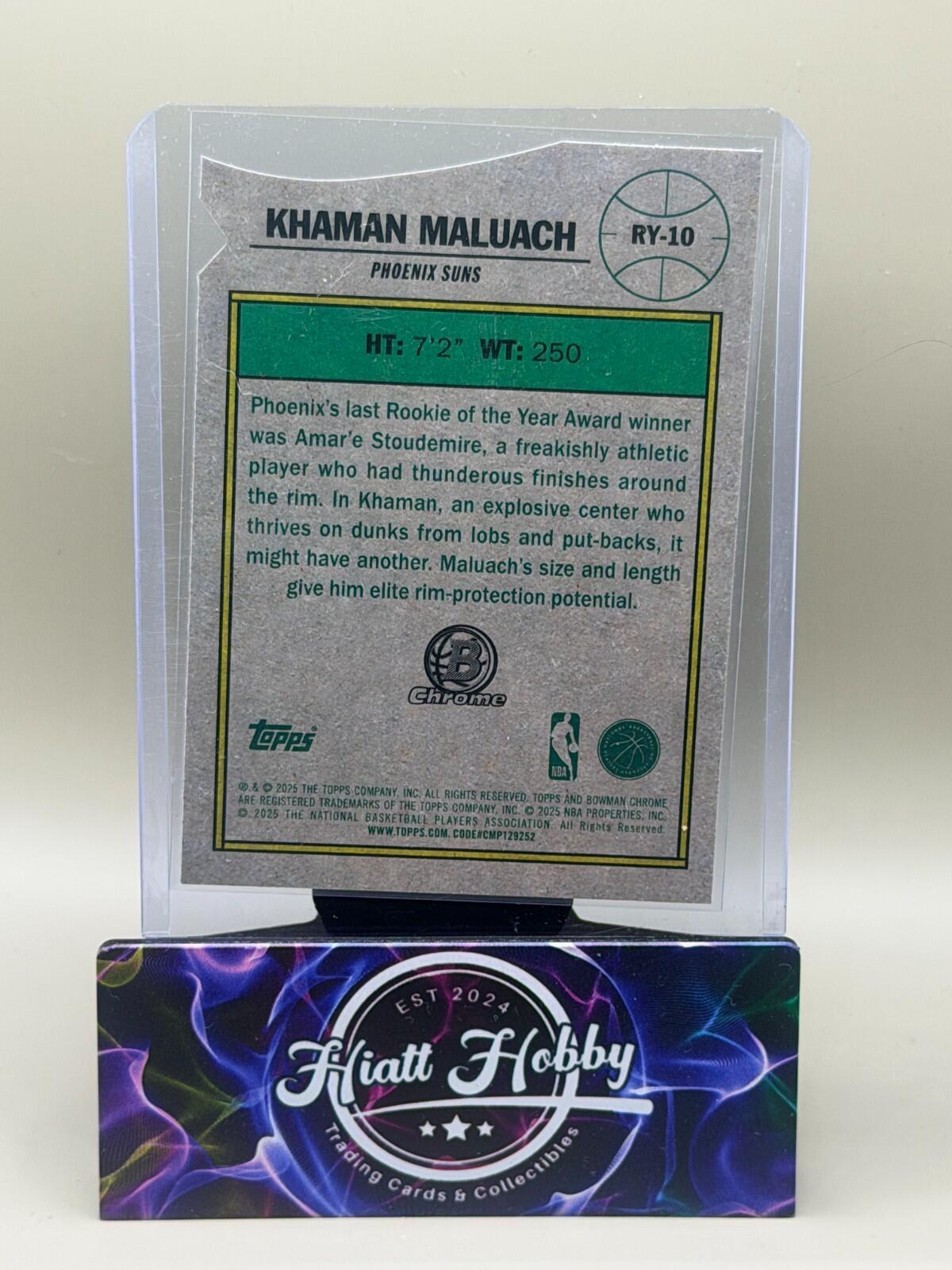 2025-26 Bowman Chrome Basketball - #RY-10 Khaman Maluach - ROY Favorites (RC)