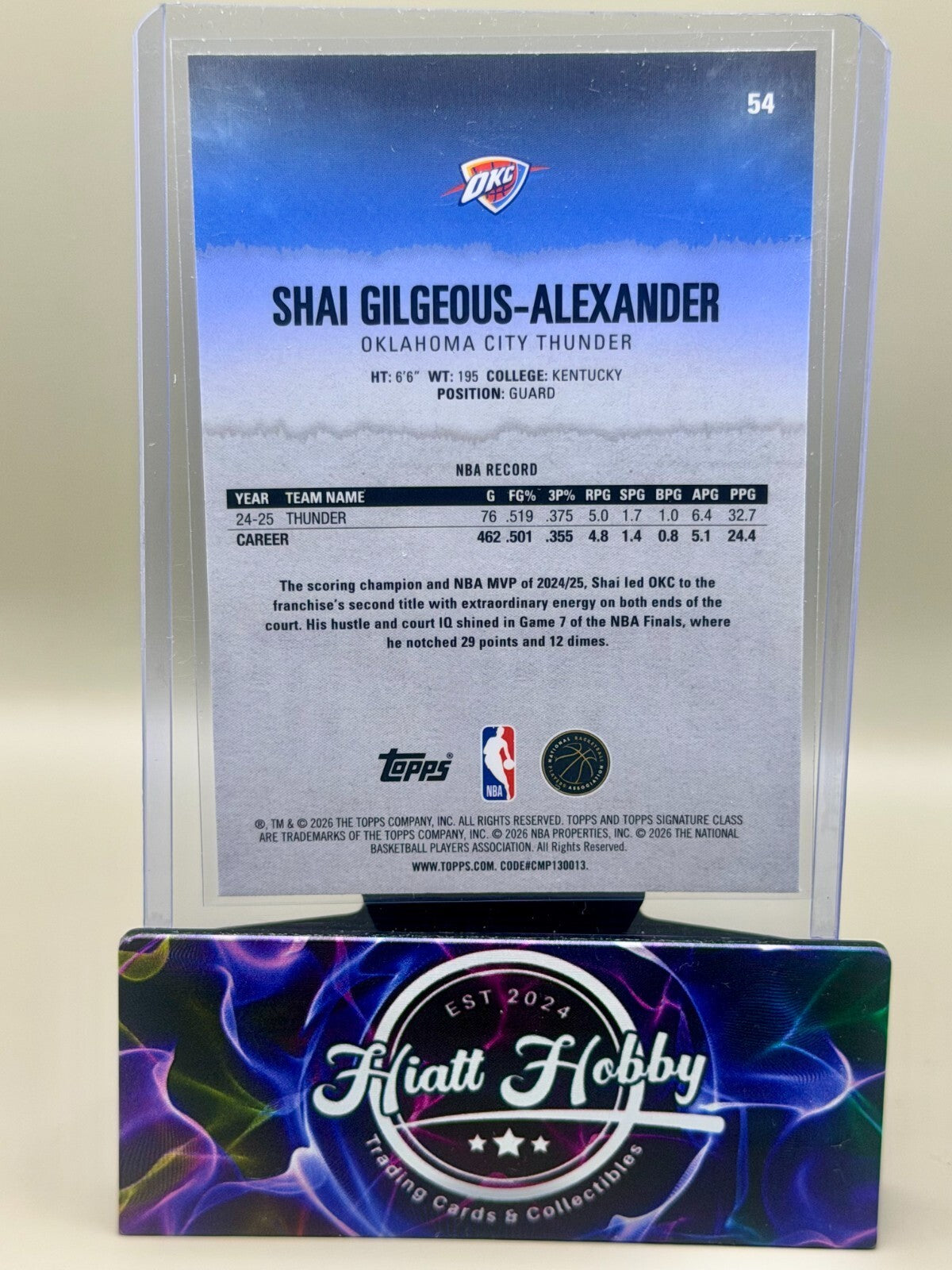 2025-26 Topps Signature Class Basketball - #54 Shai Gilgeous-Alexander - Pandora