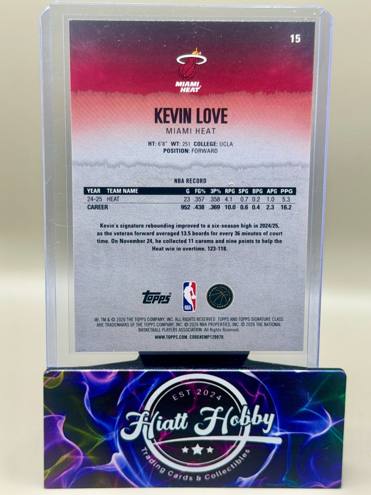 2025-26 Topps Signature Class Basketball - #15 Kevin Love - Orange Blue