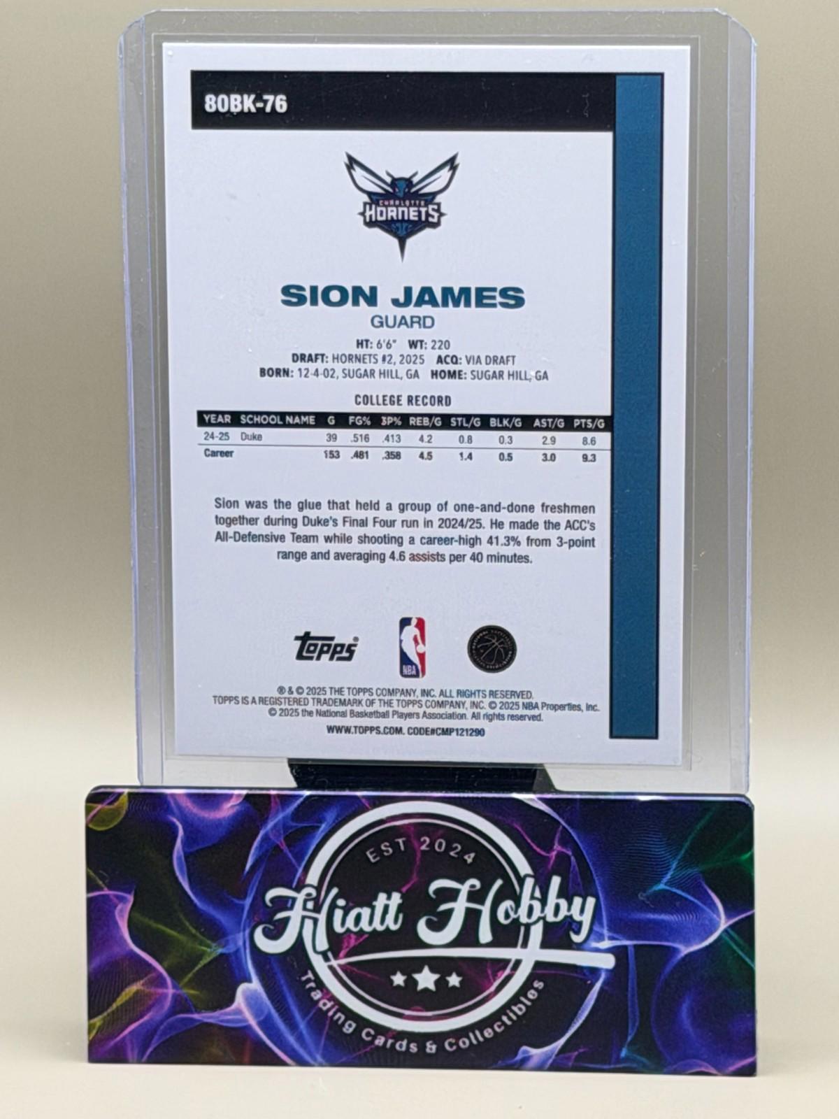 2025-26 Topps Basketball - Sion James #80BK-76 - 45th Anniversary (RC)