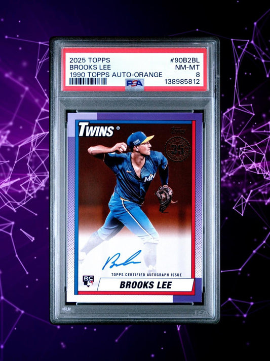 2025 Topps - Brooks Lee #90B2-BL - 35th Anniversary Auto - Orange /25 - PSA 8