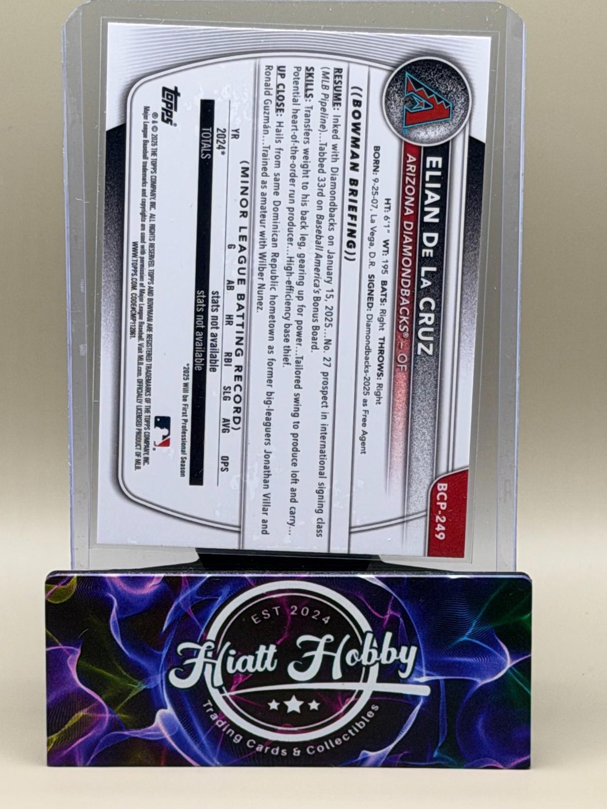 2025 Bowman Chrome - Elian De La Cruz #BCP-249 - Laser Refractor (RC)