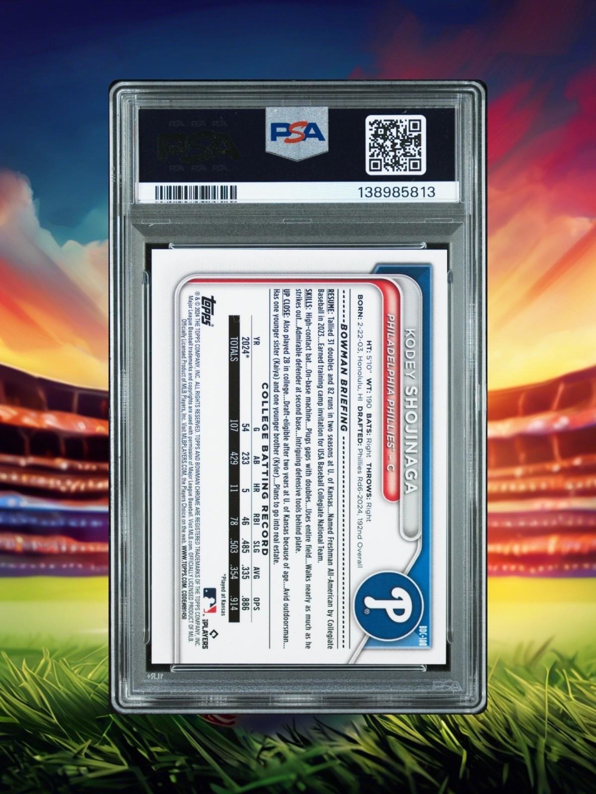 2024 Bowman Draft Chrome - Kodey Shojinaga #BDC-108 - Rose Gold /10 - PSA 10