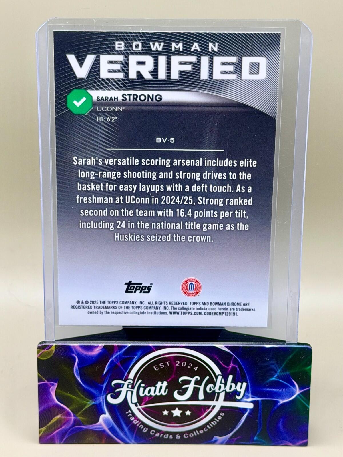 2025-26 Bowman Chrome Basketball - #BV-5 Sarah Strong - Bowman Verified