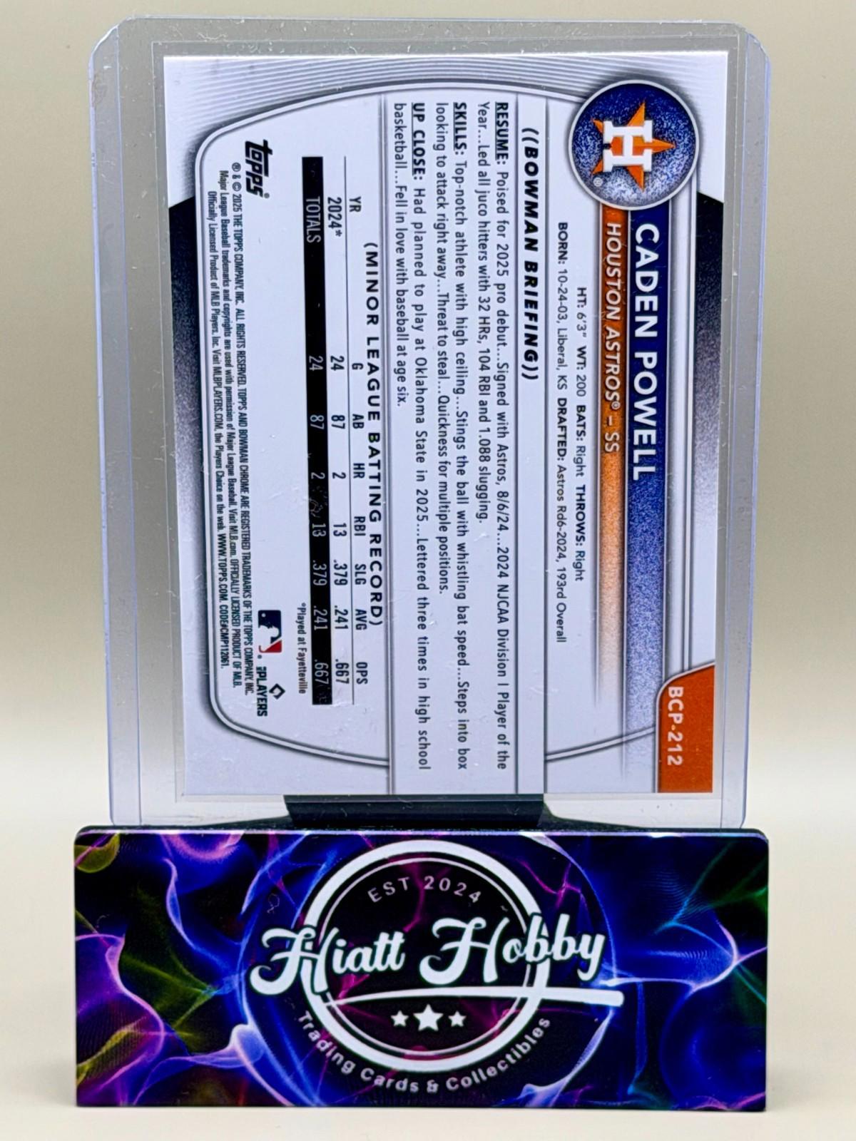 2025 Bowman Chrome - Caden Powell #BCP-212 - Shimmer Refractor (RC)