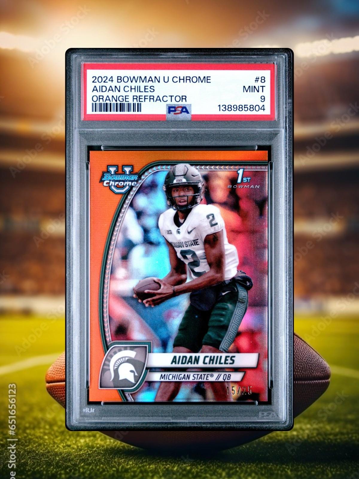 2024 Bowman Chrome University - Aidan Chiles #8 - Orange /25 - PSA 9