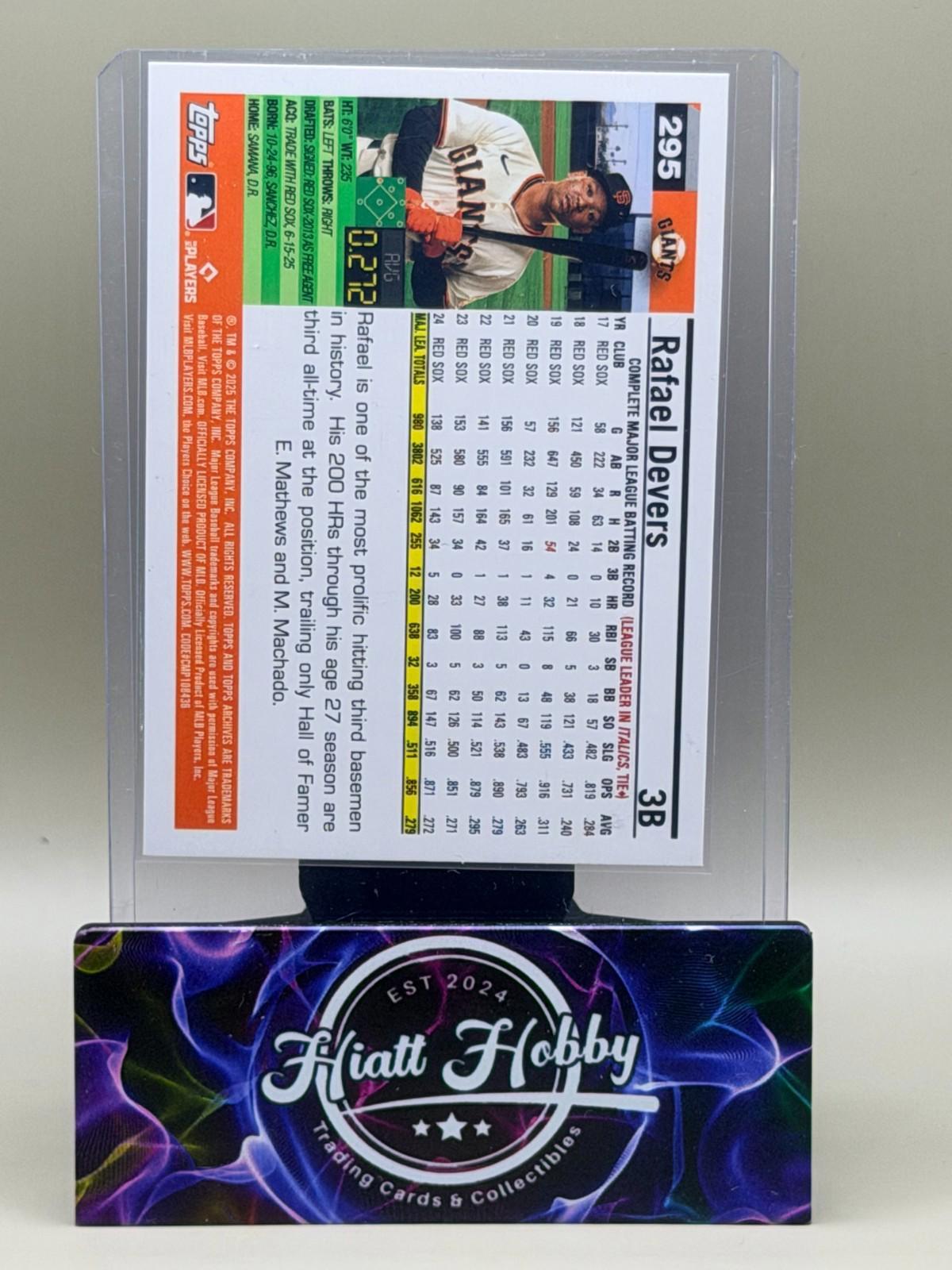 2025 Topps Archives - 2005 Topps Rafael Devers #295 Black Foilboard