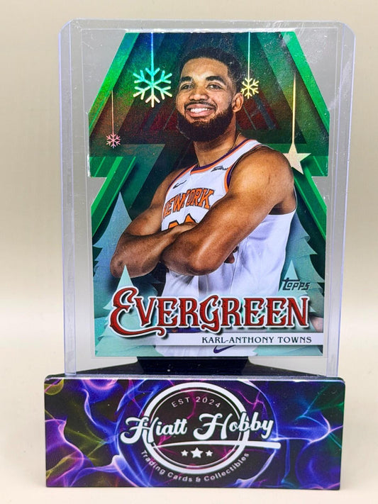 2025-26 Topps Holiday Basketball - #EV-KT Karl-Anthony Towns - Evergreen Die-Cut