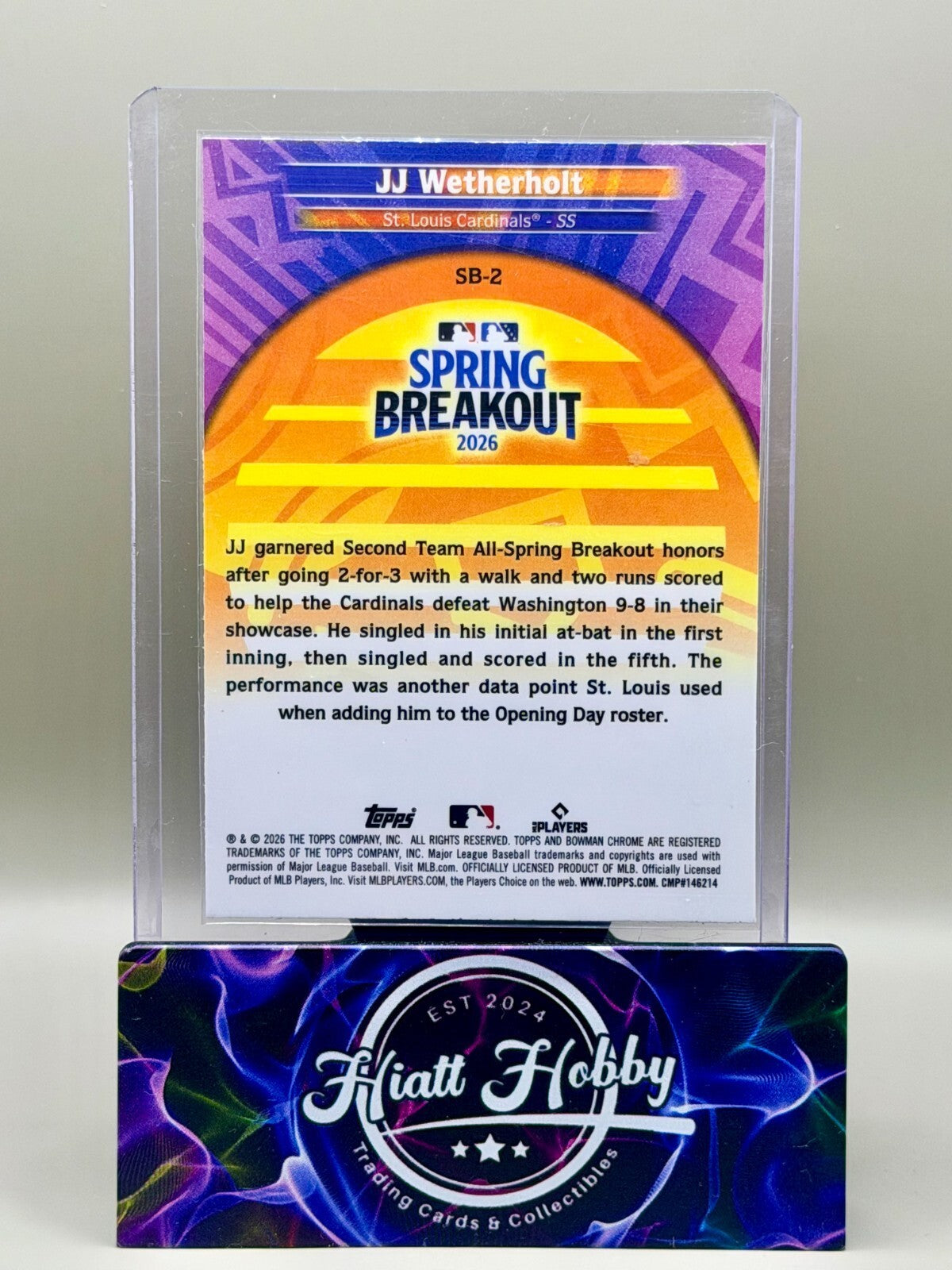 2026 Bowman Chrome - #SB-2 JJ Wetherholt - Spring Breakout - Mojo (RC)