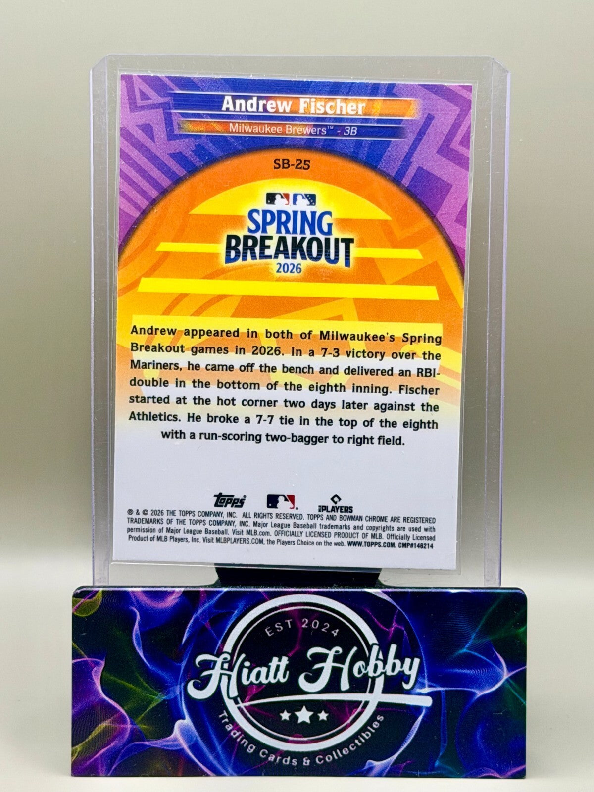 2026 Bowman Chrome - #SB-25 Andrew Fischer - Spring Breakout - Mojo (RC)