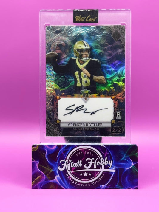 2024 Wild Card 7-Card Stud - Spencer Rattler #AD7CW-SR - Platinum Rainbow 2/2