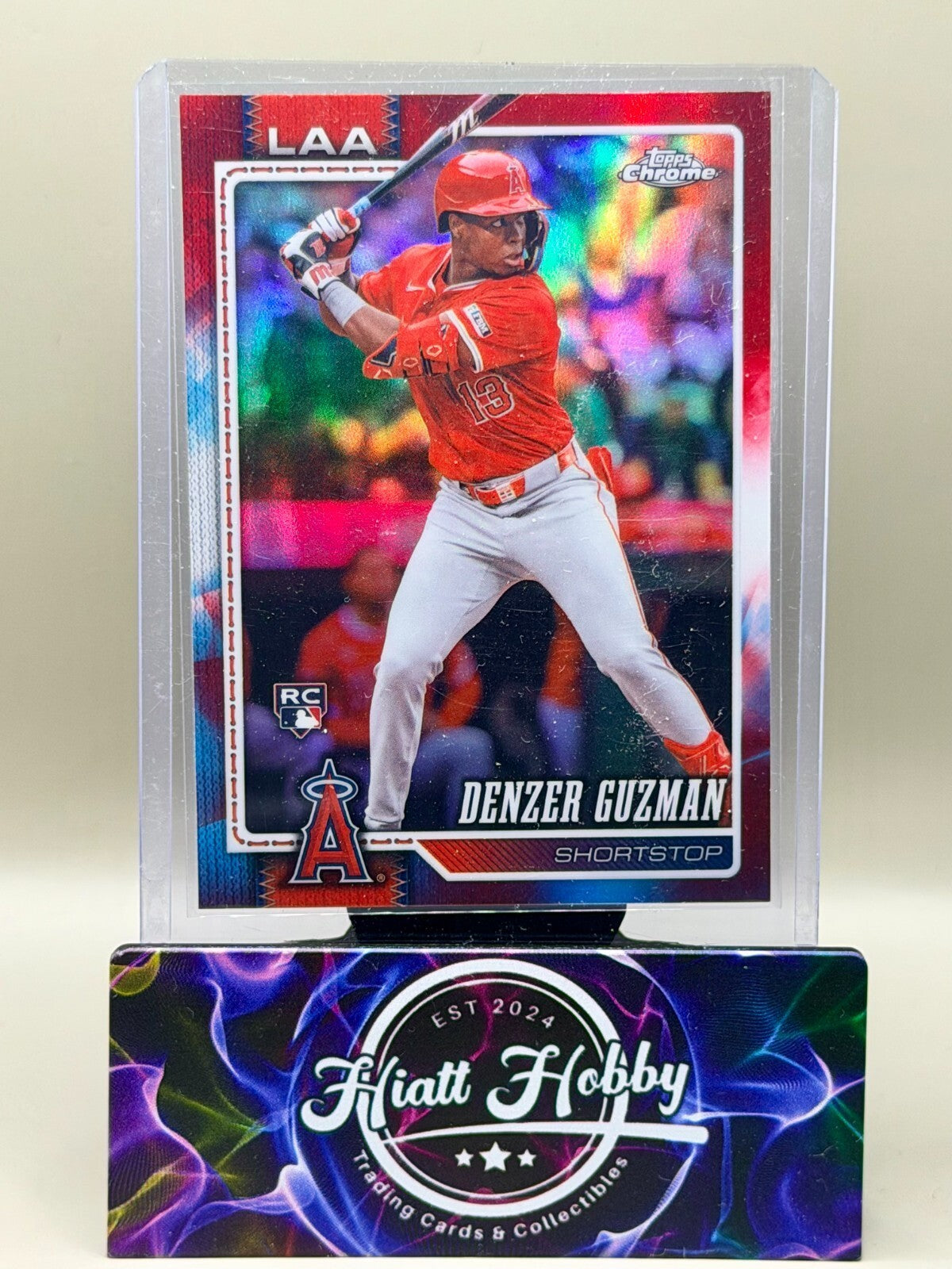 2026 Topps Chrome - #257 Denzer Guzman - Red White & Blue Refractor (RC)