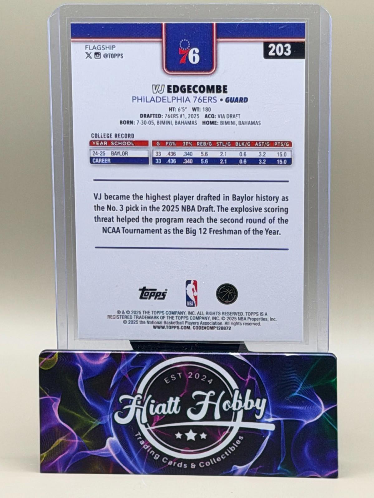 2025-26 Topps Basketball - VJ Edgecombe #203 (RC)
