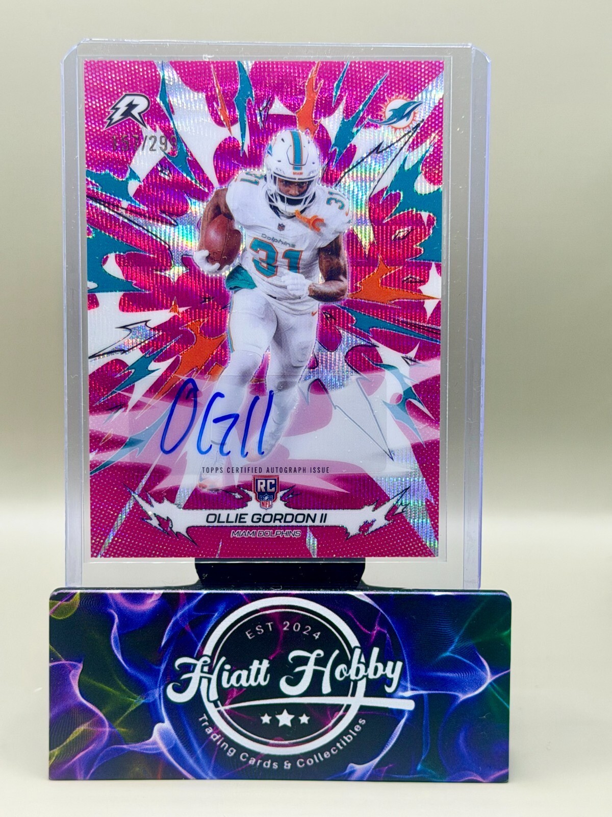 2025 Topps Resurgence - #154 Ollie Gordon II - Rookie Auto - Magenta Surge /299