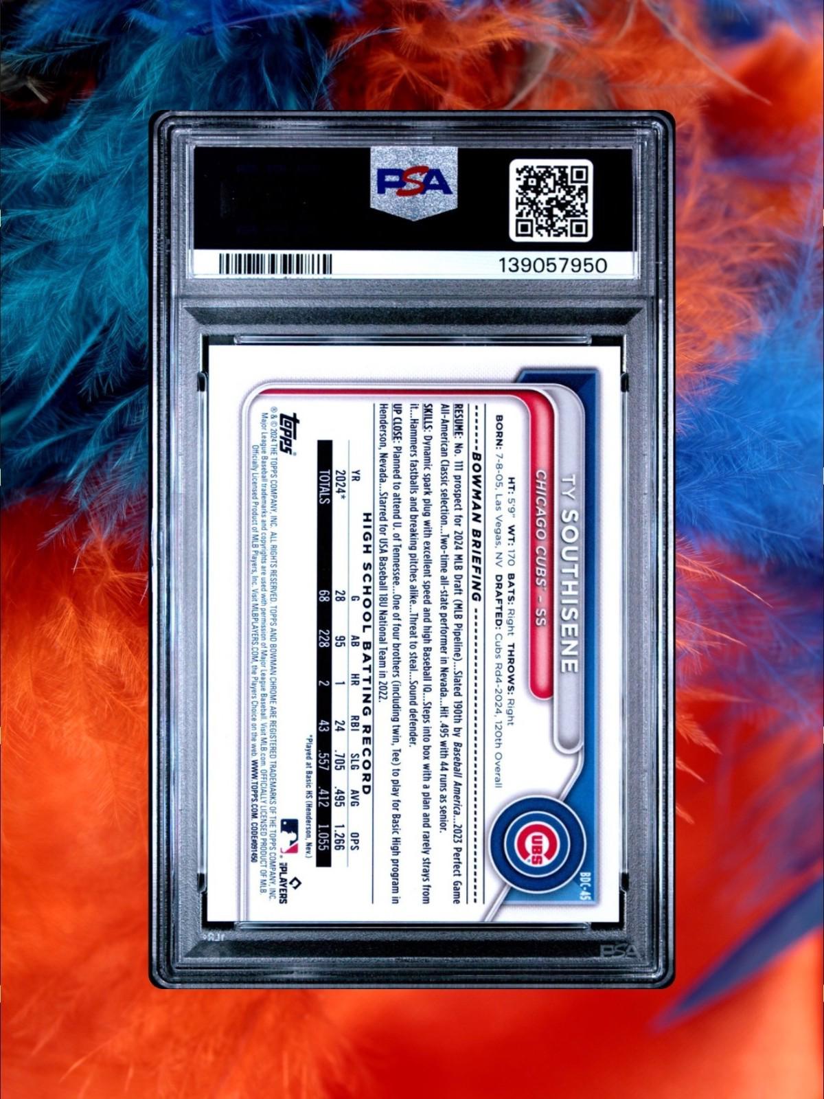 2024 Bowman Draft Sapphire #BDC-45 Ty Southisene - Orange /25 - PSA 10