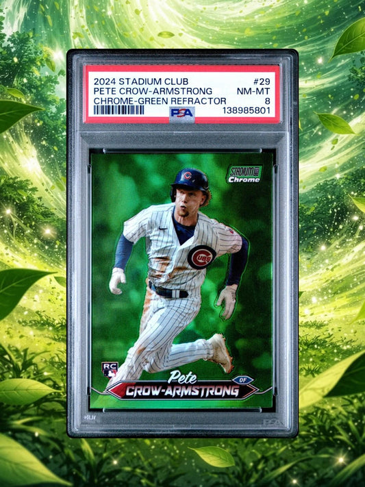 2024 Topps Stadium Club Chrome - Pete Crow-Armstrong #29 - Green Refractor PSA 8