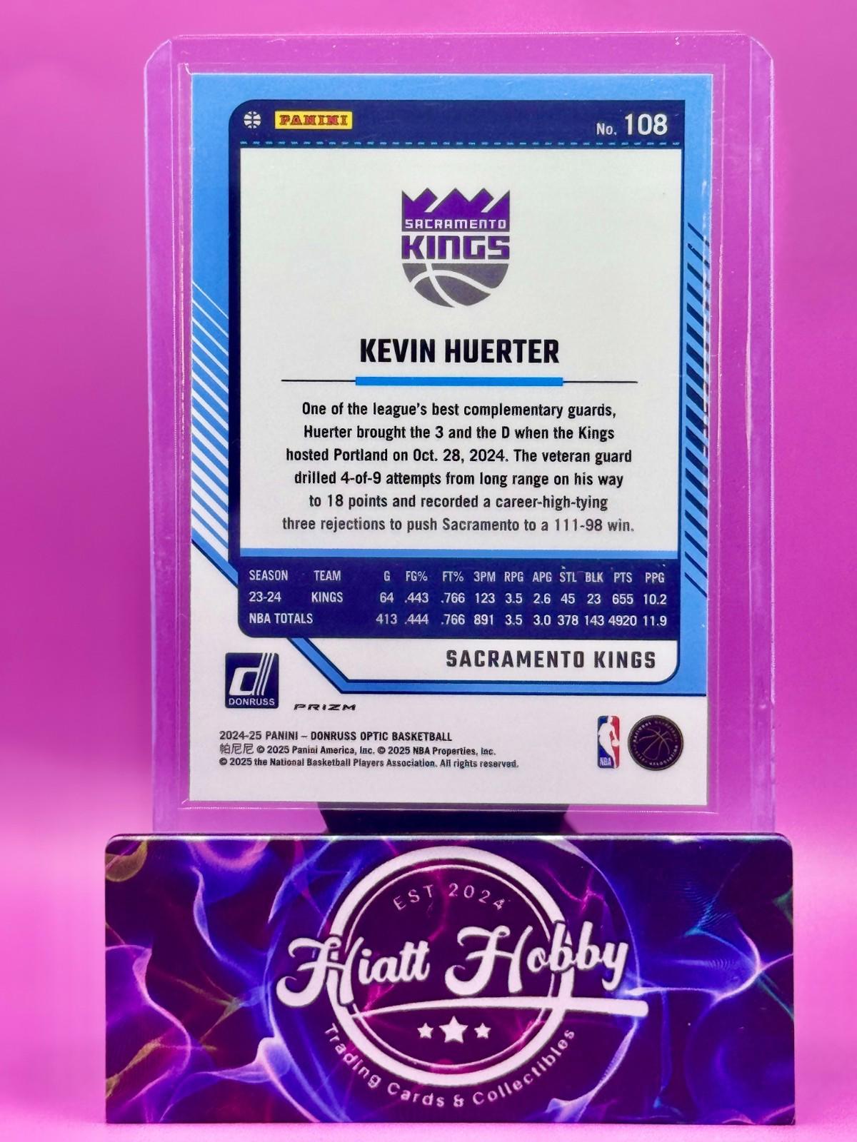 2024-25 Panini Donruss Optic - Kevin Huerter #108 - Purple Shock Prizm