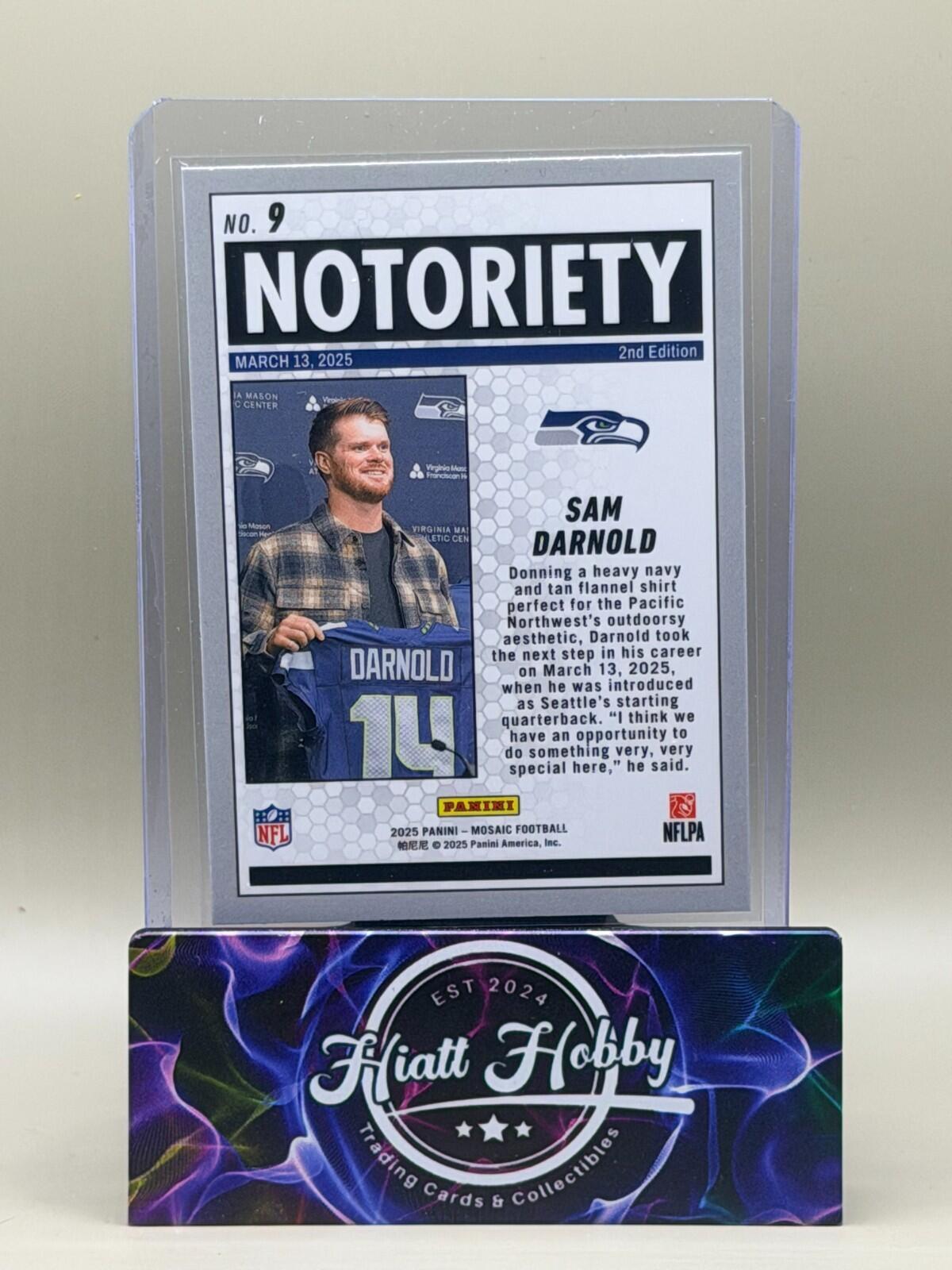 2025 Panini Mosaic Football - #9 Sam Darnold - Notoriety - Silver Mosaic