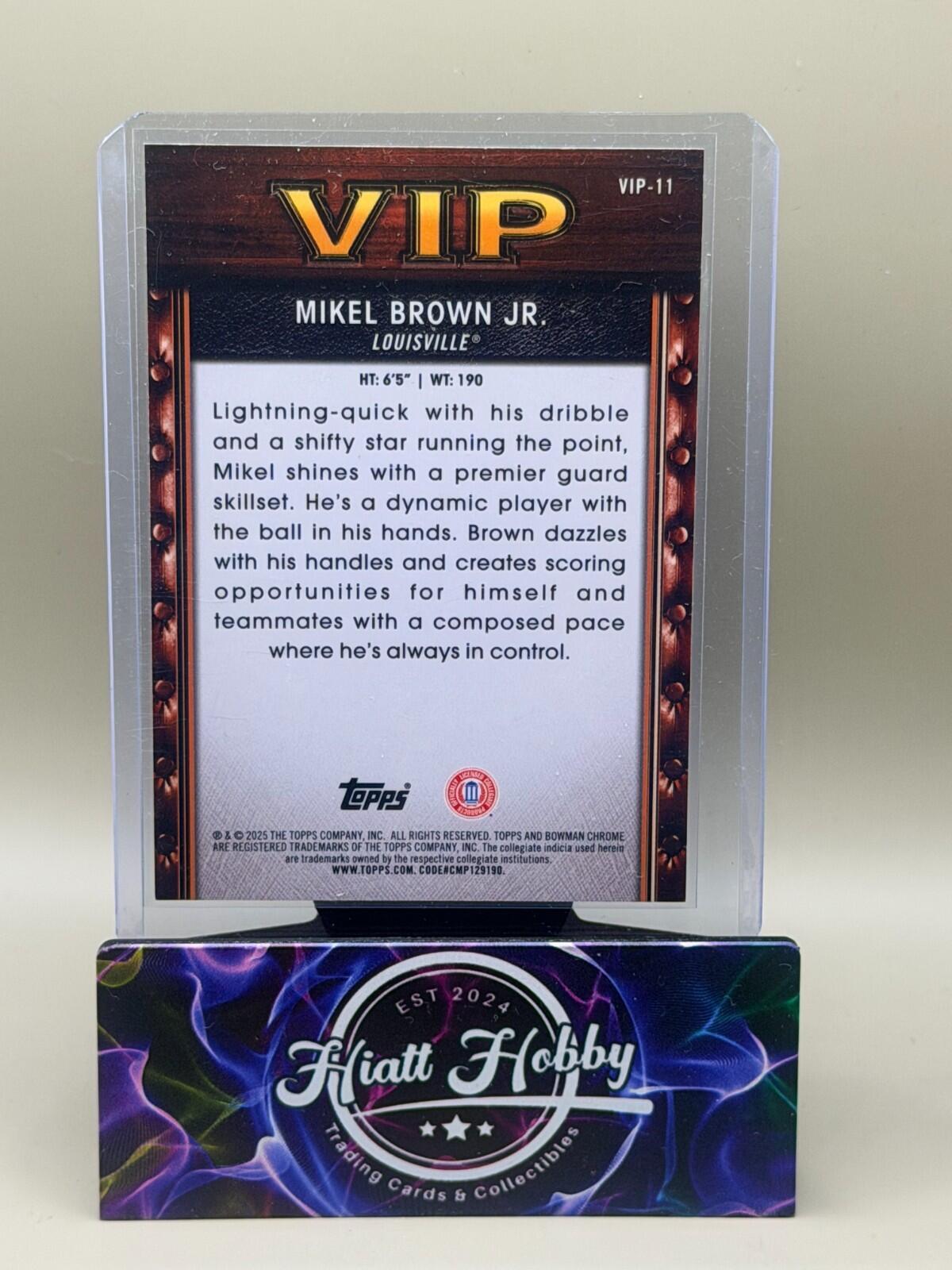 2025-26 Bowman Chrome Basketball #VIP-11 Mikel Brown Jr Very Important Prospects