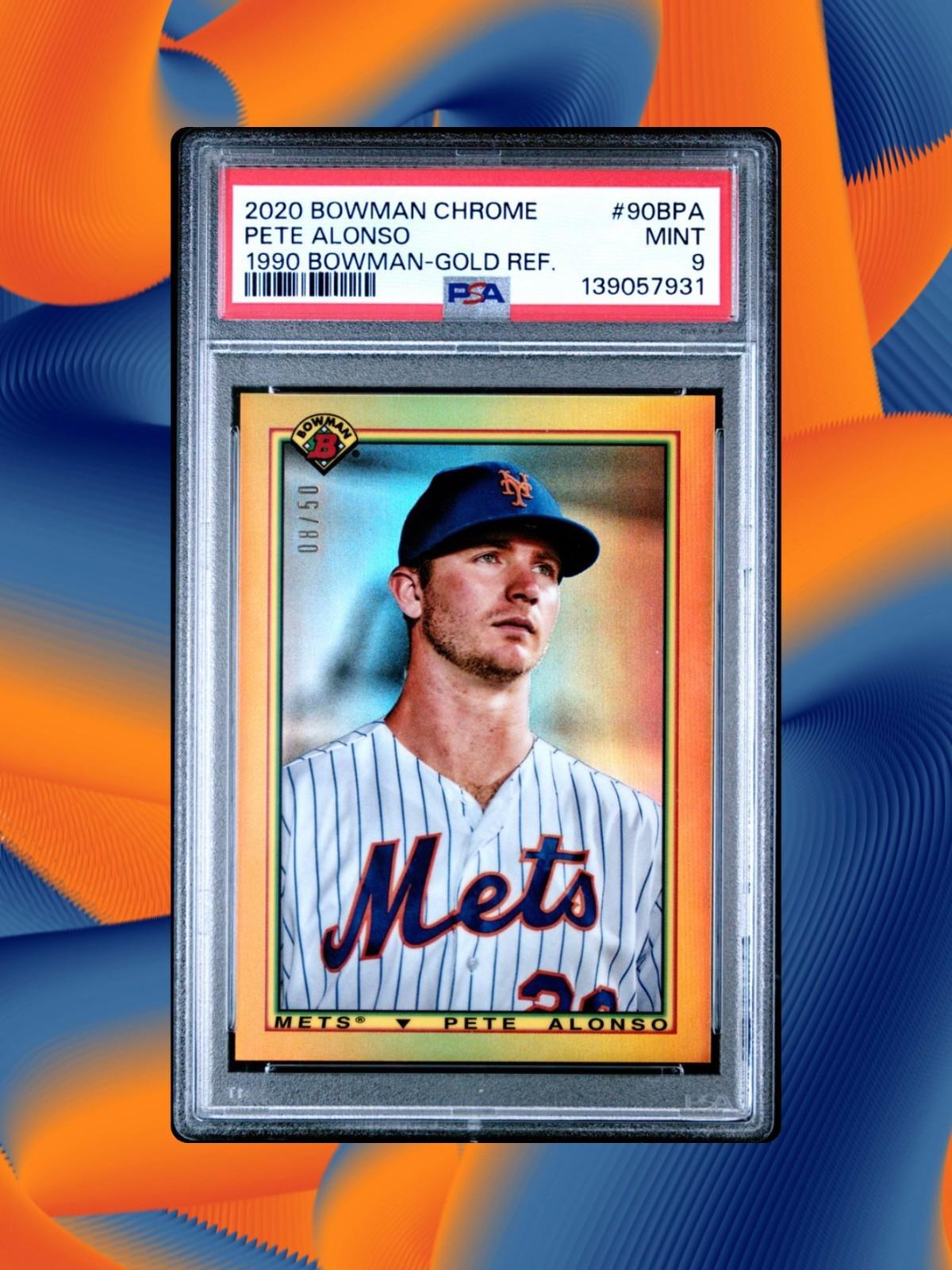 2020 Bowman Chrome #90BPA Pete Alonso - 30th Anniversary - Gold /50 - PSA 9
